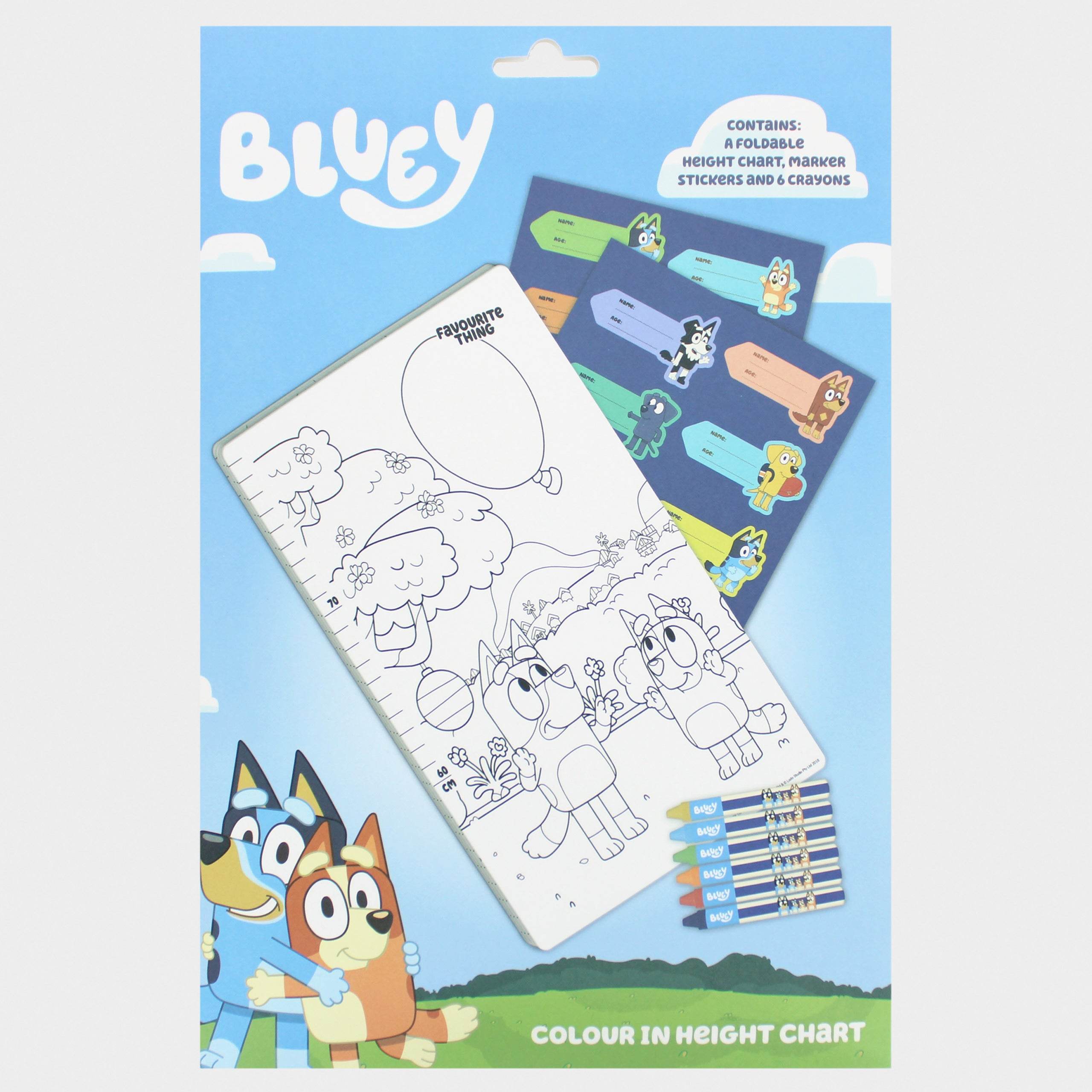 Bluey ColourIn Height Chart Set With Stickers & Crayons