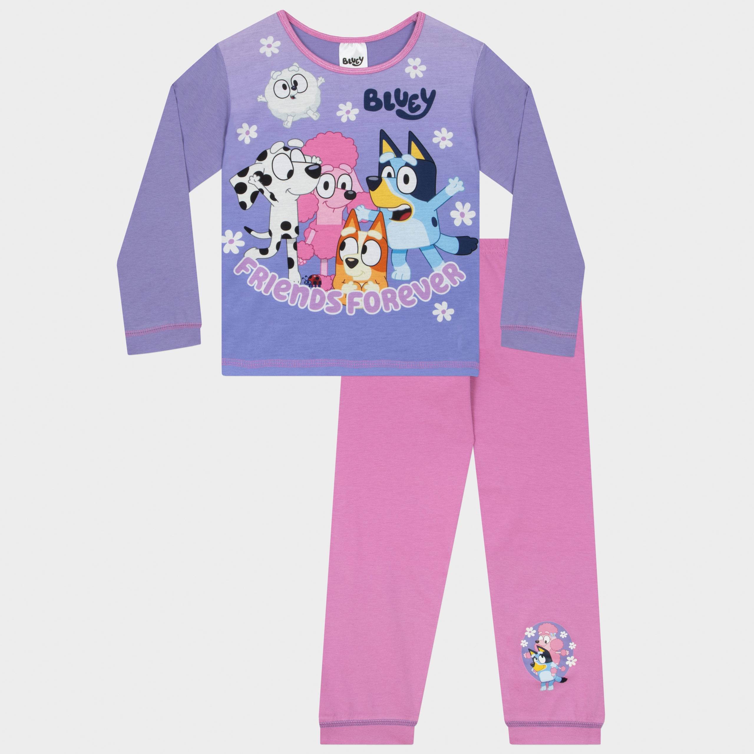 Pyjama Fille NEXT Confortable Motif Bluey - Lavable Machine 40°C, Séchable, Repassable, Coupe Décontractée