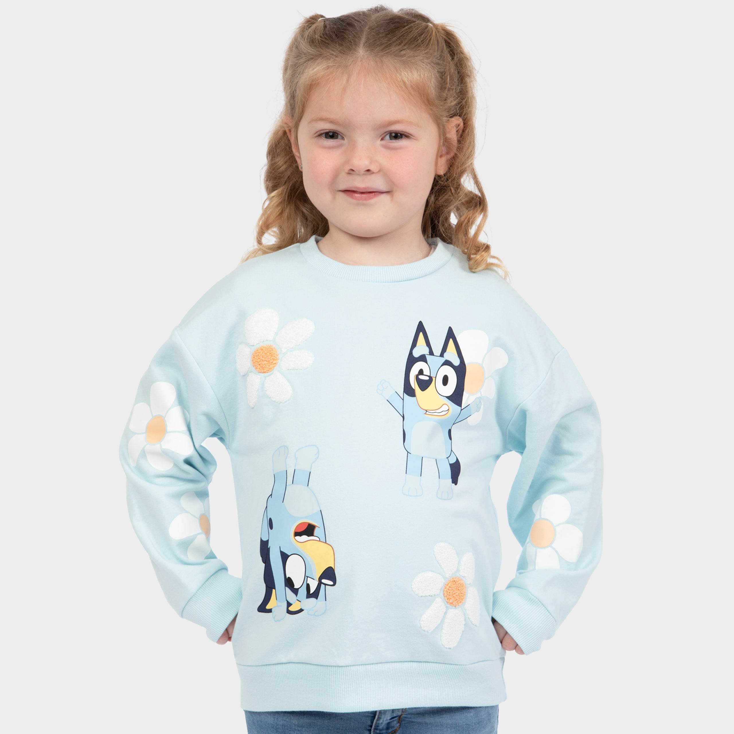 Bluey Sweatshirt | Bloemige Meisjes Truien | Bloemen Meisjes Sweatshirt | Katoenen Jumper Voor Meisjes | Blauw 122 Bluey Sweatshirt | Bloemige Meisjes Truien | Bloemen Meisjes Sweatshirt | Katoenen Jumper Voor Meisjes | Blauw 122