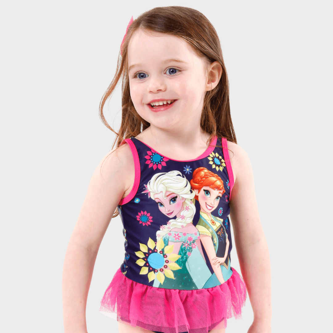Disney Frozen Girls Swimsuit I Anna Elsa Swimming Costume Navy
