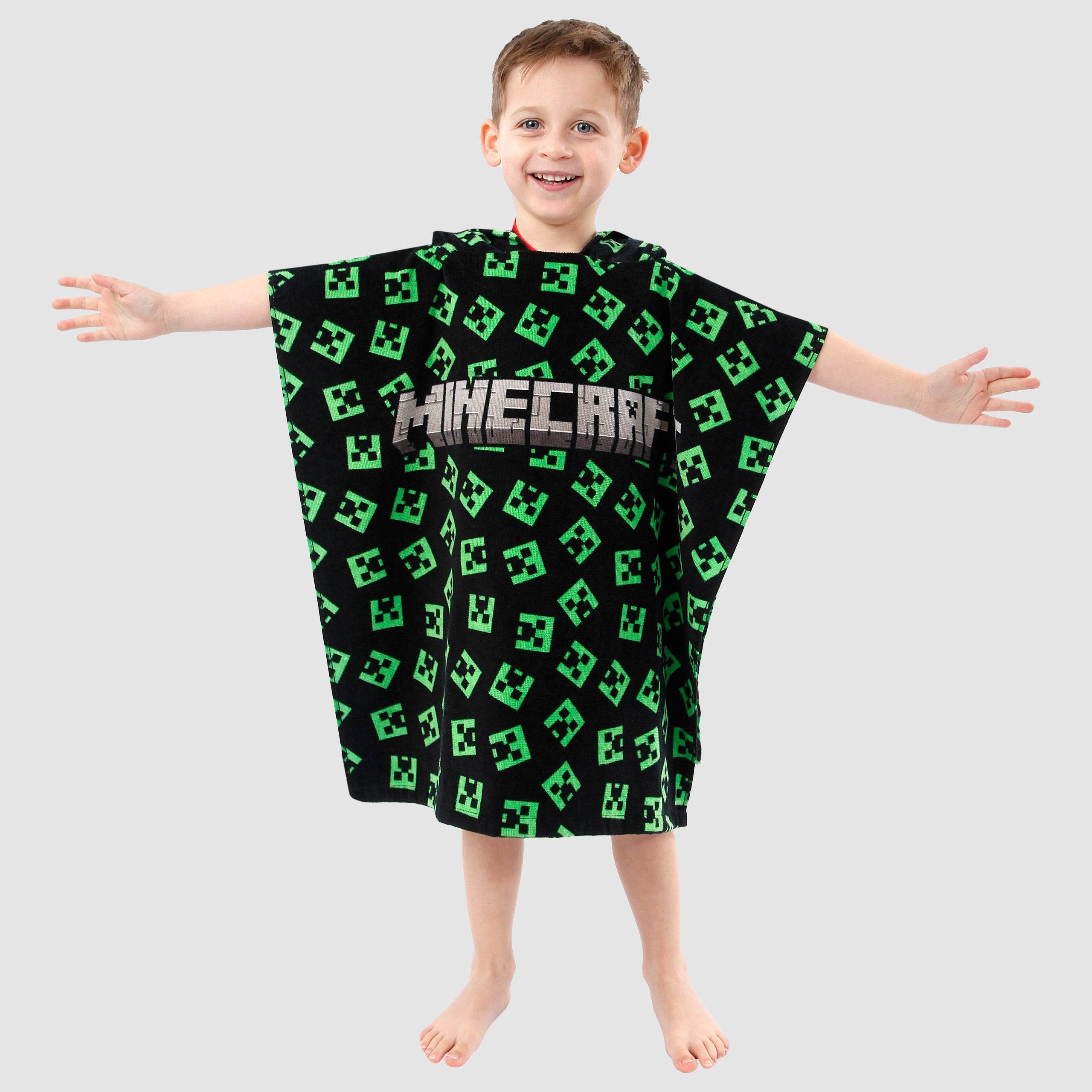 Minecraft Creeper Hooded Towel Poncho | Kids | Official Character.com Merchandise