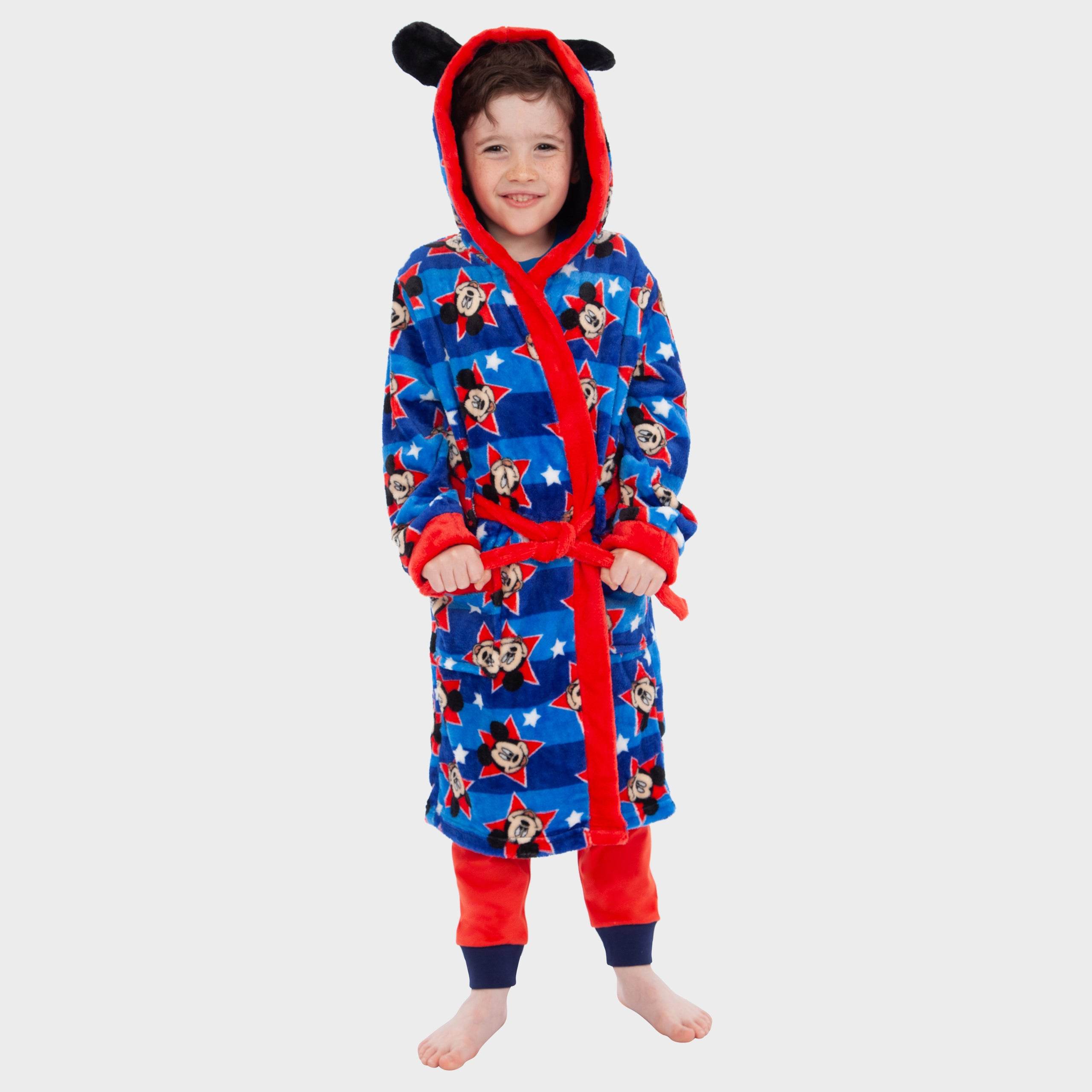 Mickey Mouse Boys Dressing Gown | Super Soft Fleece | Disney Robe 3D Ears   Character.com