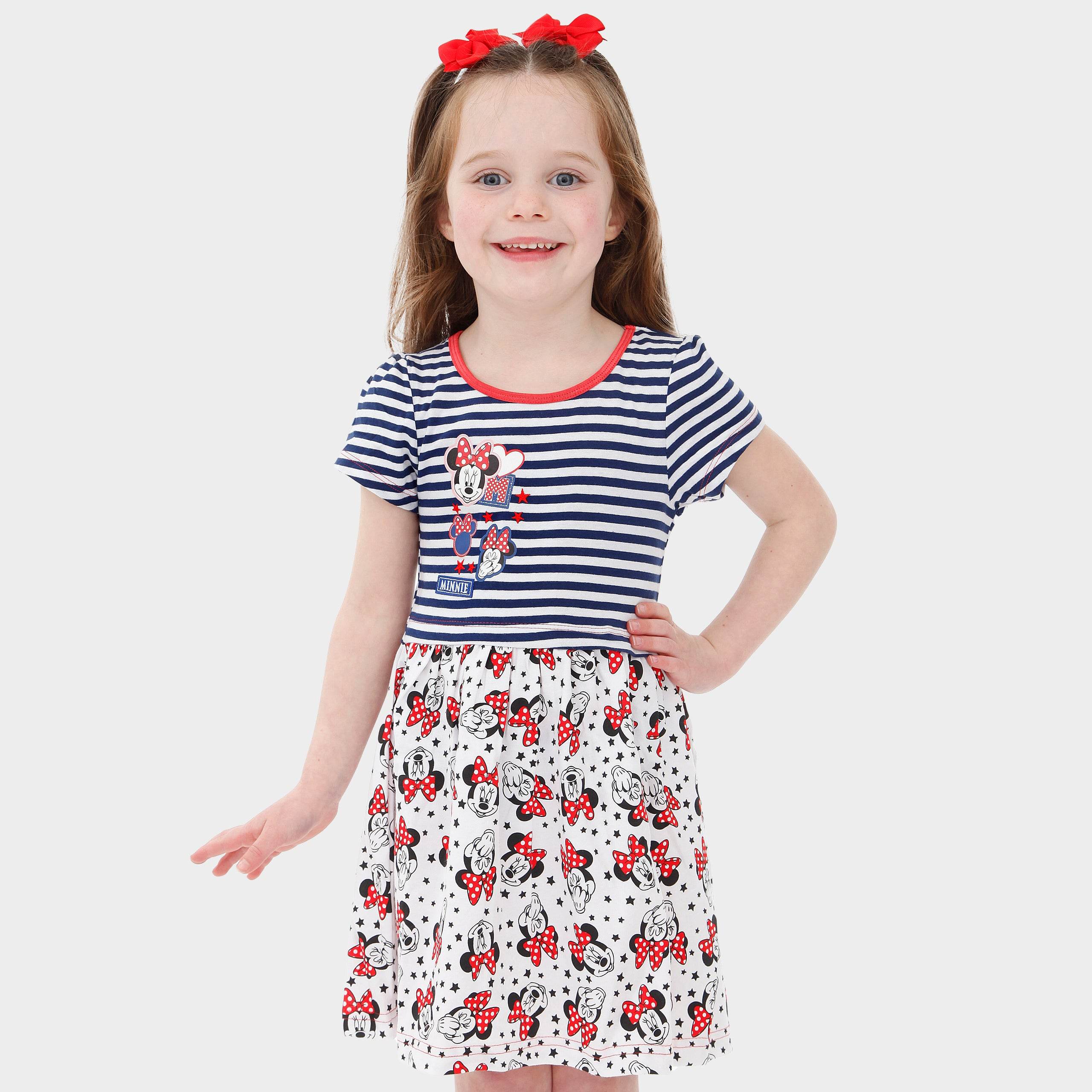Claire & Charlie Girls Red Striped Knit Dress - Minnie Mouse Ears