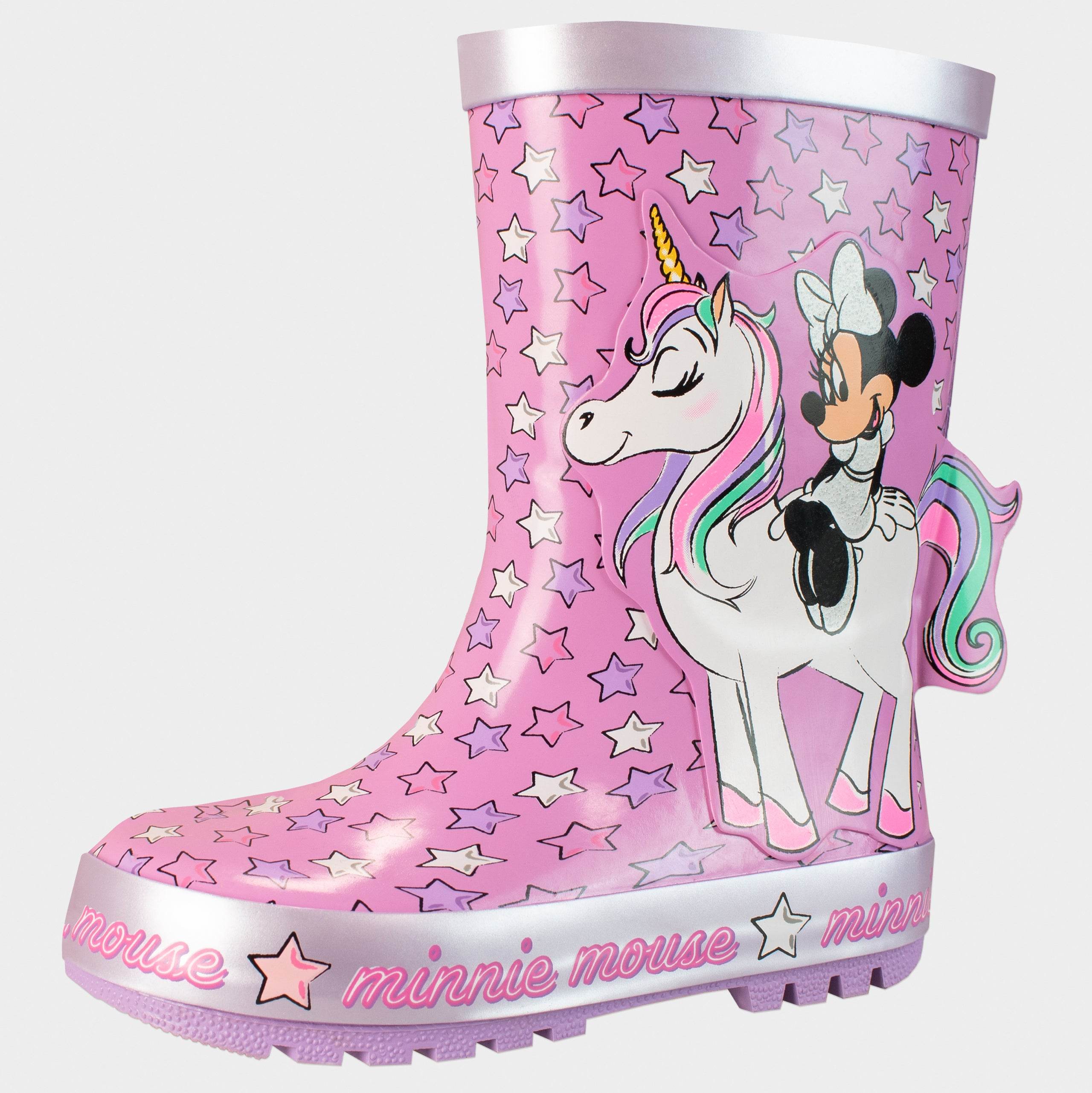 Disney Minnie Mouse Girls Wellies Unicorn 3D Design Pink