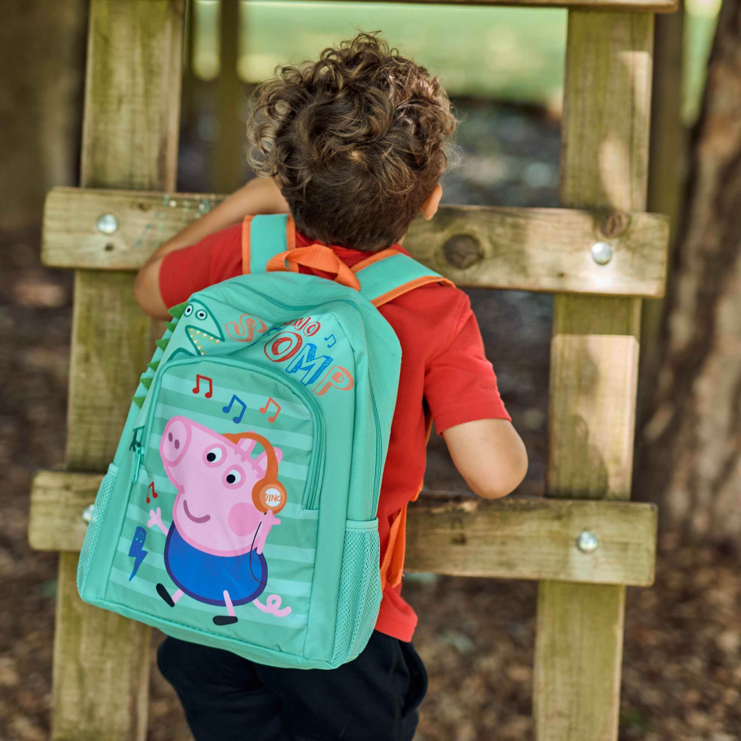 George Pig Boys Backpack Peppa Pig Dinsoaur School Bag Green