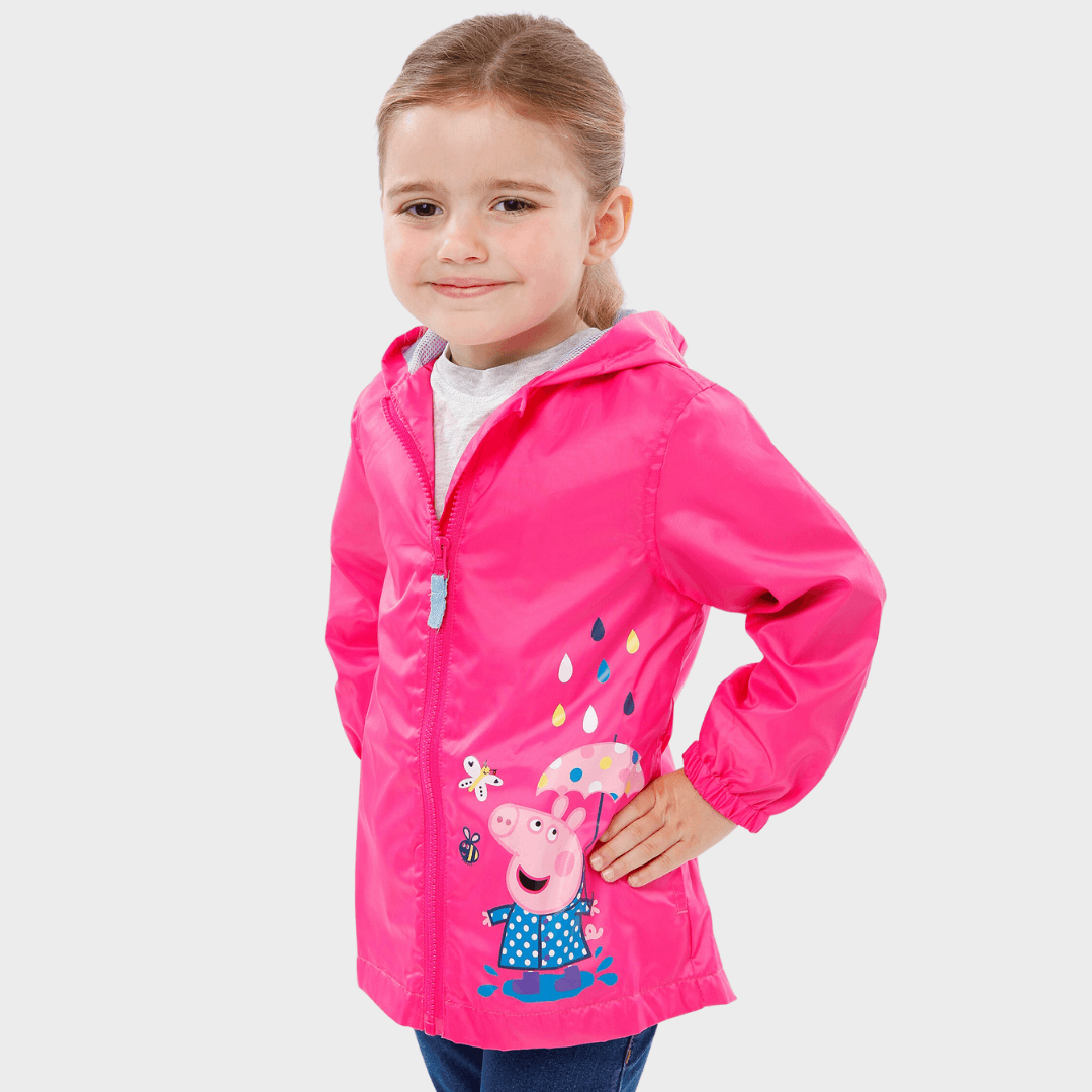 Peppa Pig Girls Raincoat Peppa Zip Up Coat Pink