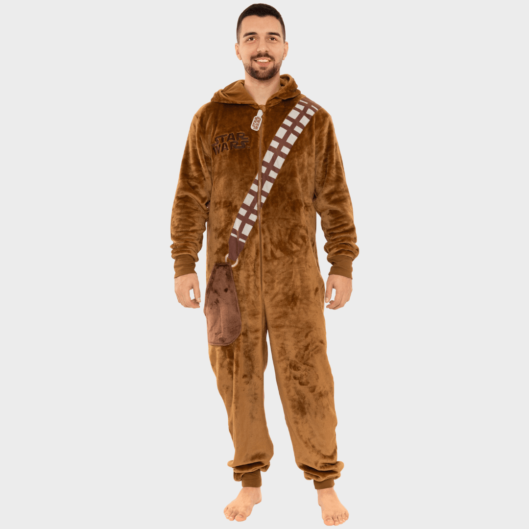 Star Wars Chewbacca Mens Onesie Super Soft Fleece Zip-Up Brown S-XXL