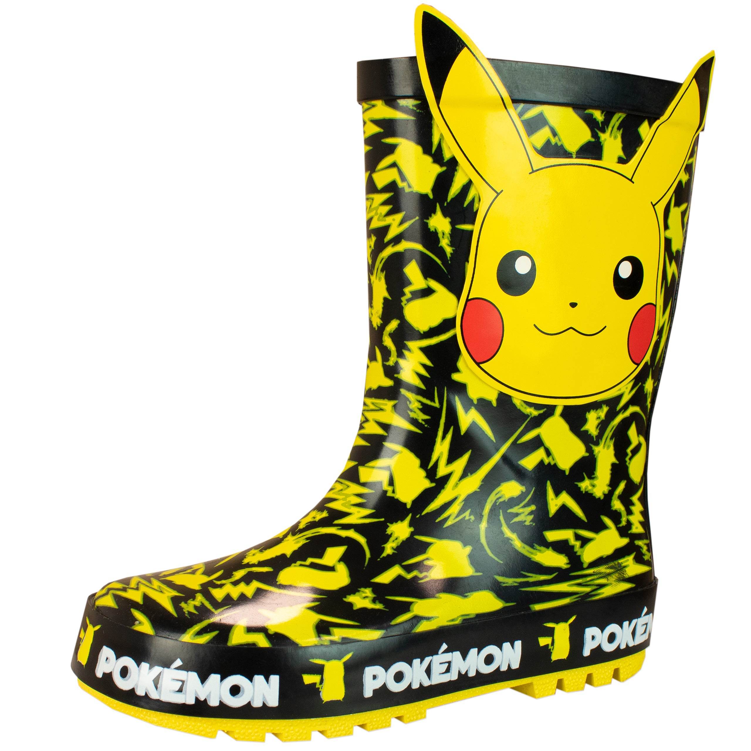 Pokemon Kids Wellies 3D Pikachu Design Black/Yellow