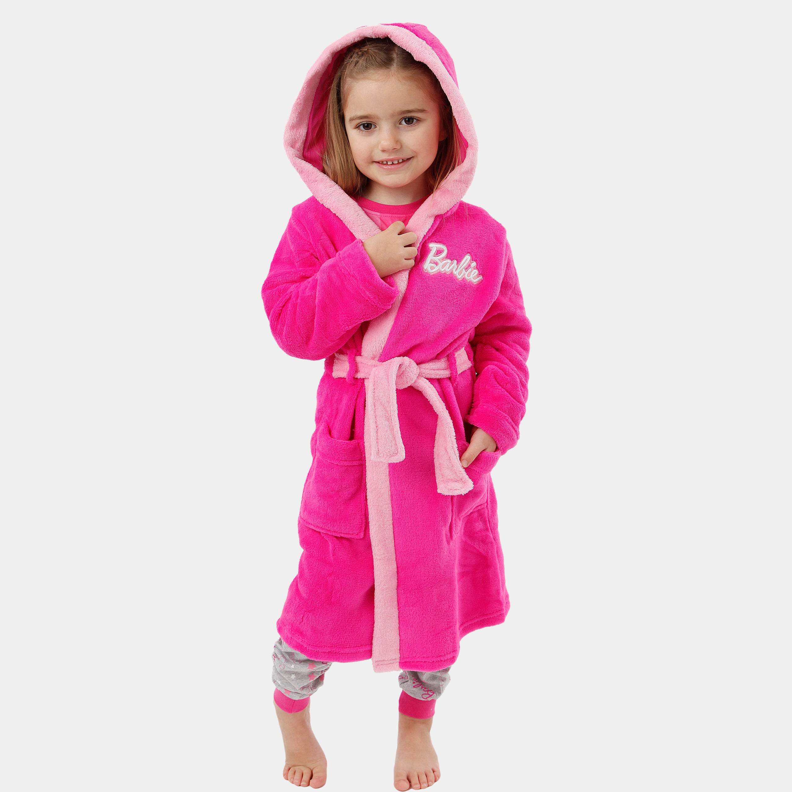 Hooded Bathrobe Kids Pink Dressing Gown Barbie Satin Chemise And Dressing Gown Set JD Williams Hooded Bathrobe Kids Pink Dressing Gown Barbie Satin Chemise And Dressing Gown Set JD Williams
