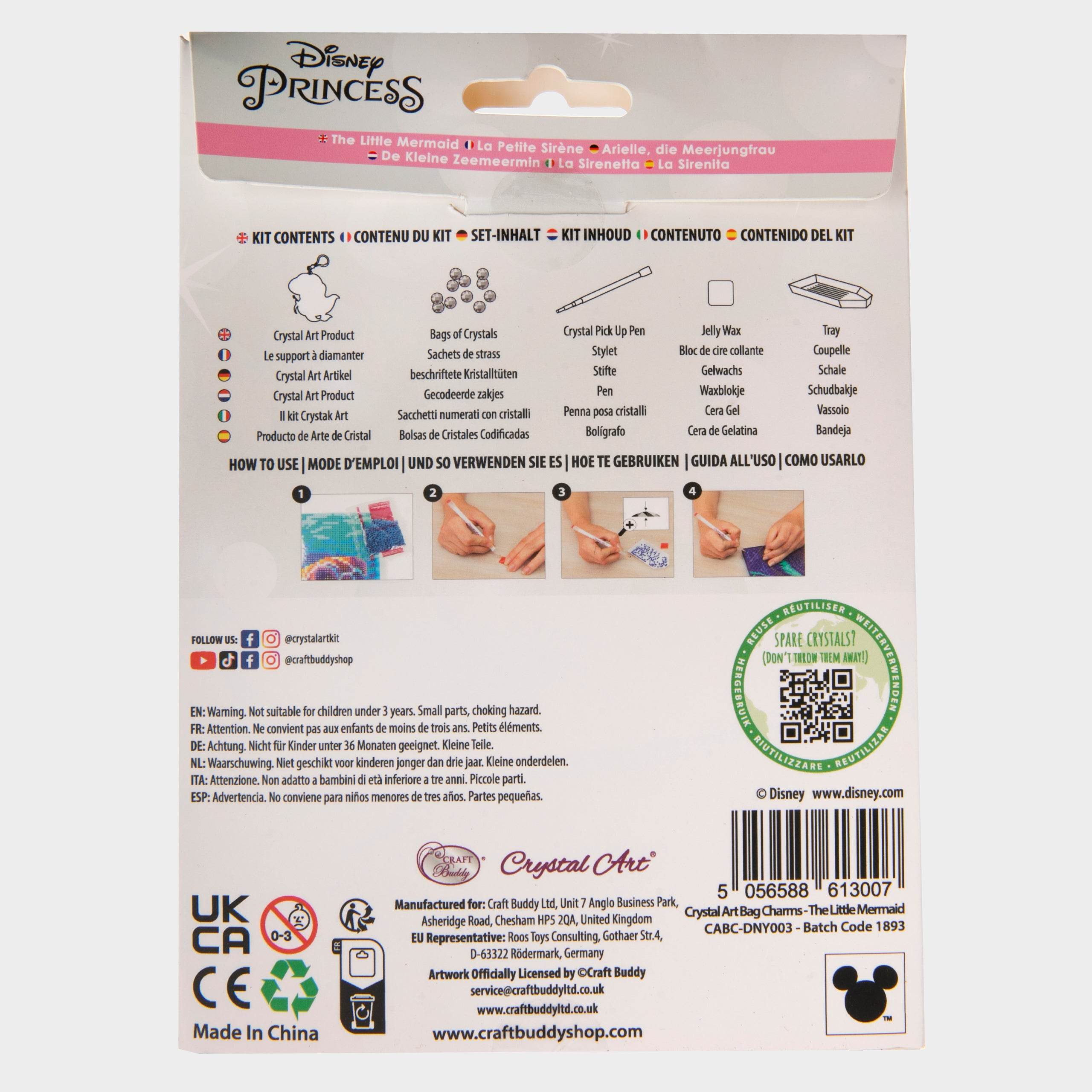 Disney The Little Mermaid Ariel Crystal Art Charm Keyring - Character.com