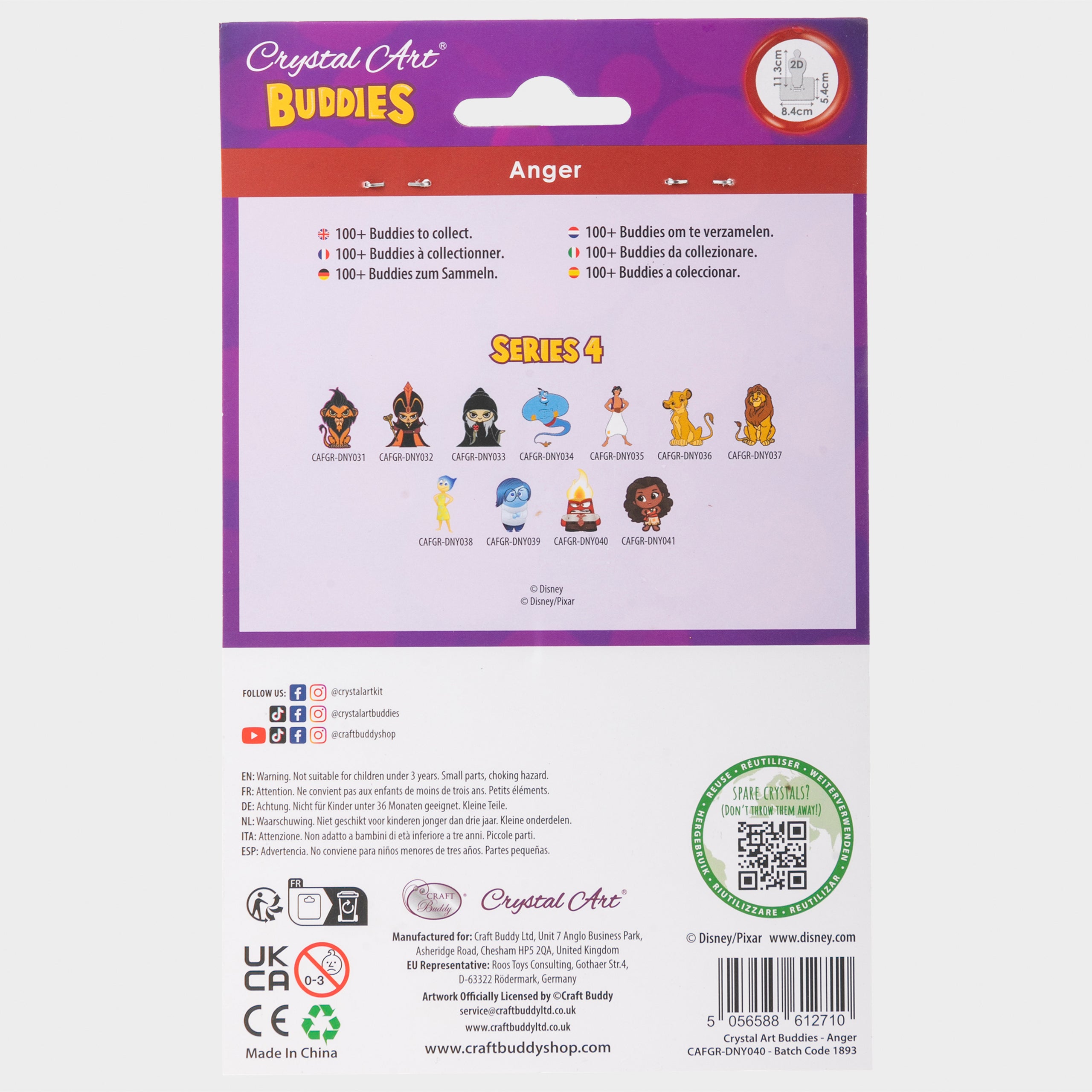 Disney Inside Out Anger Crystal Art Buddy