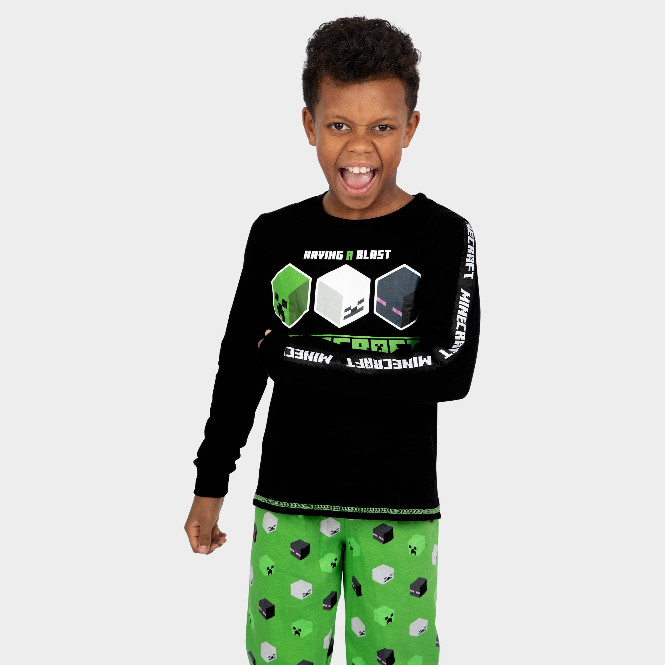 Minecraft Schlafanzug Jungen Mit Creeper, Pyjama Kinder Langarm, Schlafanzüge Für Jungen, Schlafanzug Kinder Für Gamer, Grau 122 Minecraft Schlafanzug Jungen Mit Creeper, Pyjama Kinder Langarm, Schlafanzüge Für Jungen, Schlafanzug Kinder Für Gamer, Grau 122