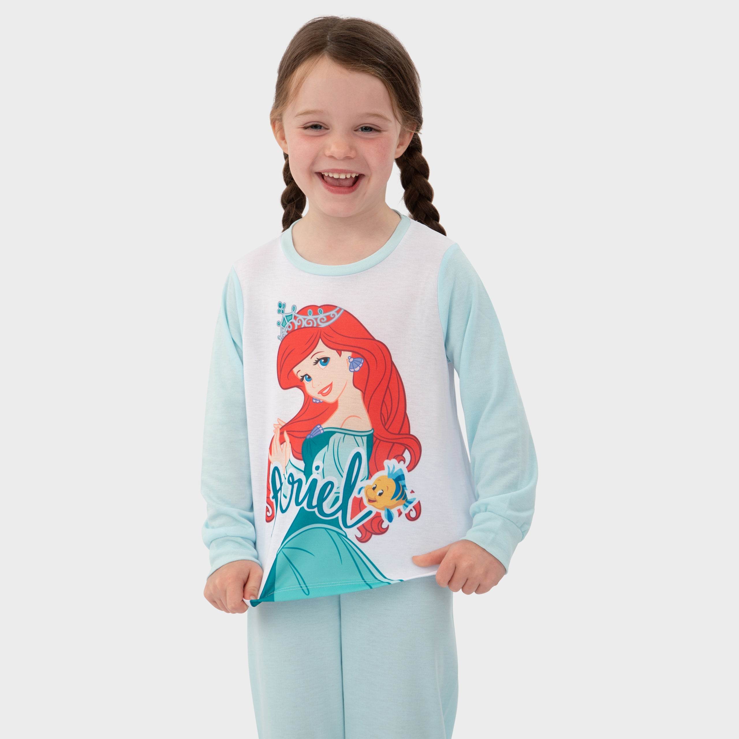 Disney Princess Girls Pyjamas Pack Ariel Bella PJs Blue