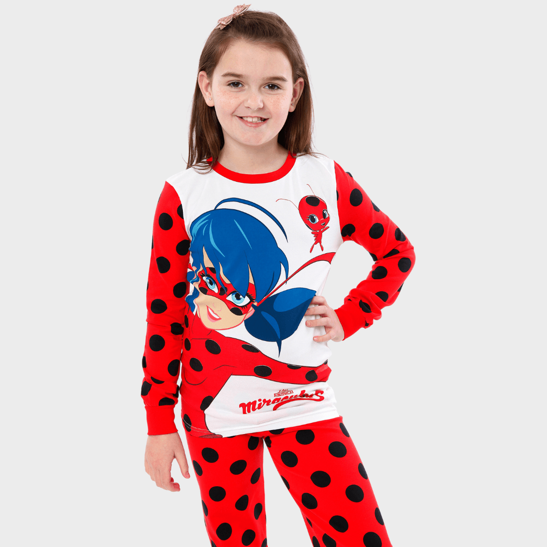 Miraculous Girls Pyjamas Ladubug Snuggle Fit PJs Polka Dot