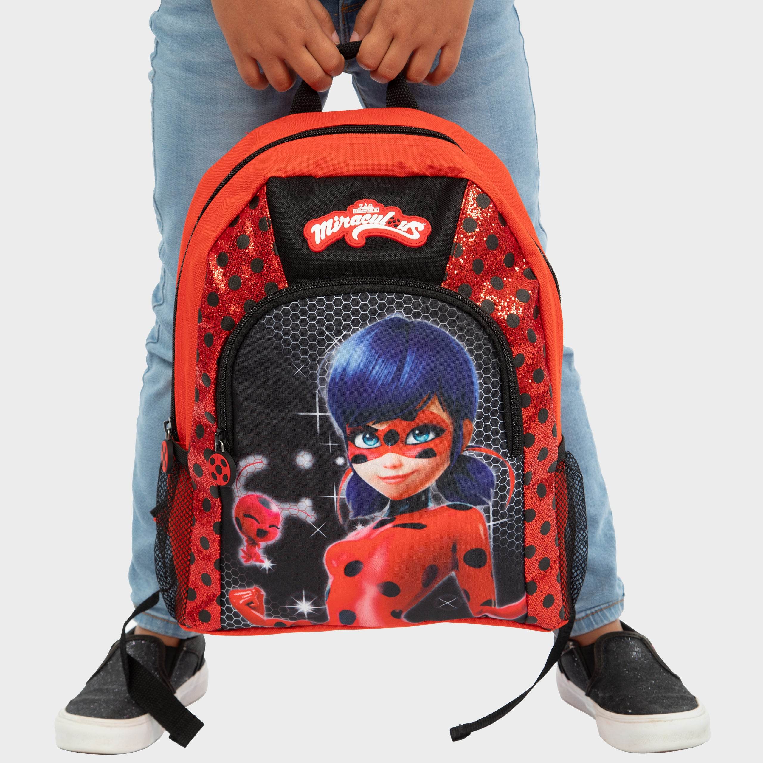 Mochila Organizada Miraculous Ladybug - Unisex, Rojo, Con Carro, Correas Ajustables, Para Escuela
