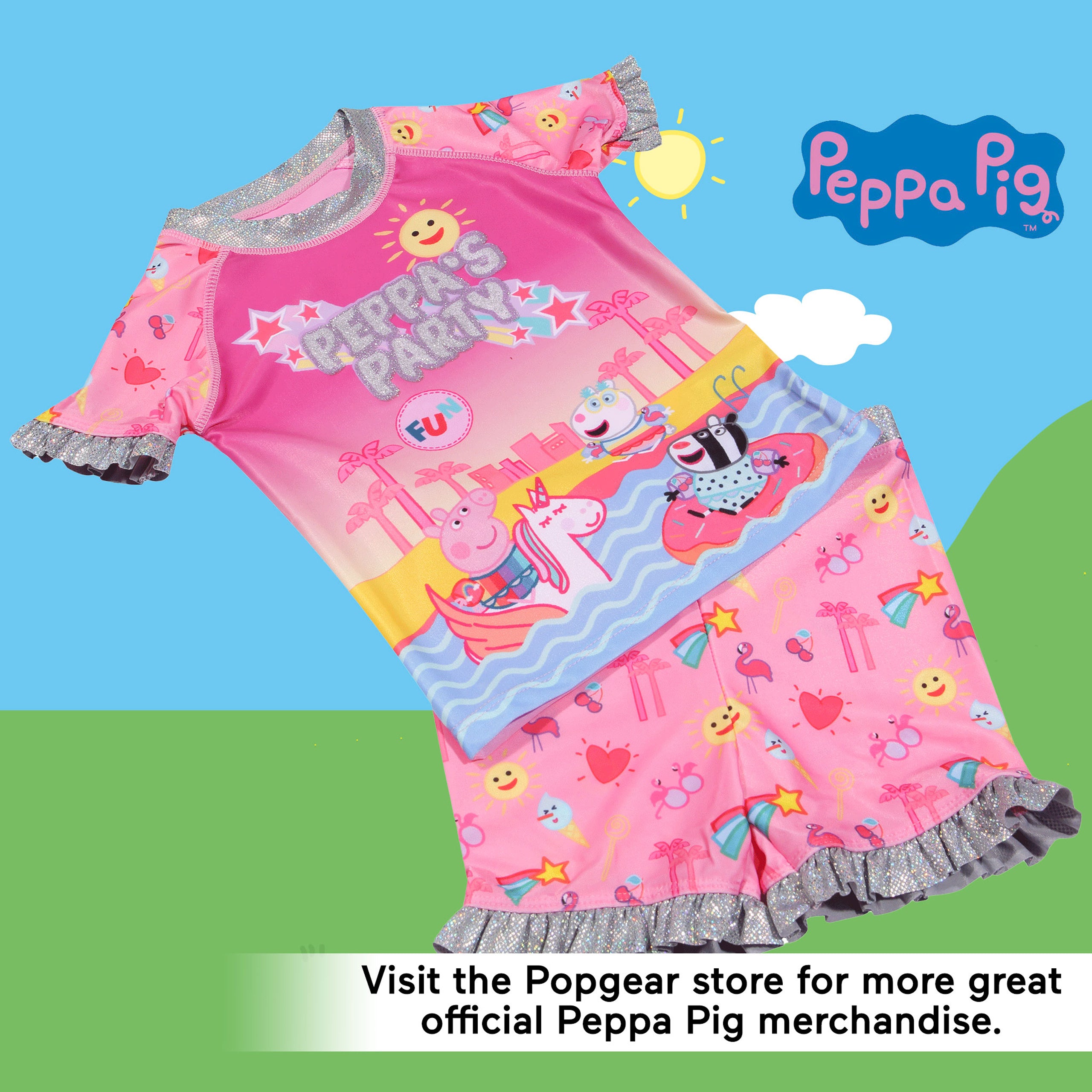 Peppa Pig Party Girls Swimming Top and Shorts