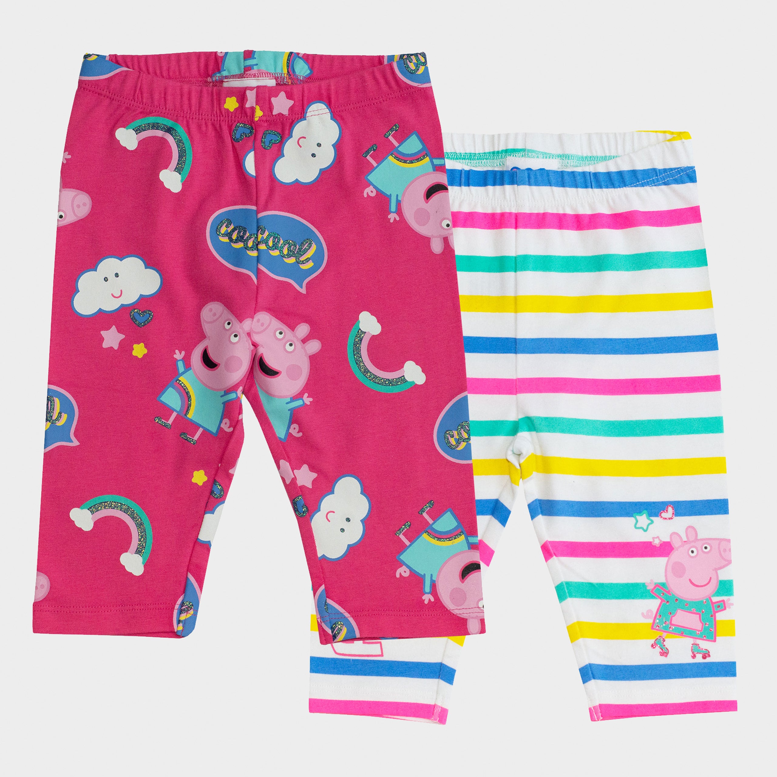 Peppa Pig Rainbow Patterned Girls Leggings Twin Pack