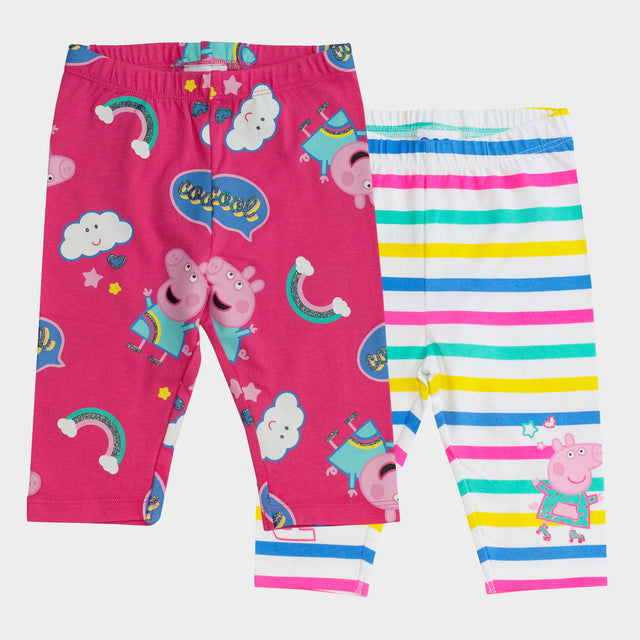 Peppa Pig Rainbow Patterned Girls Leggings Twin Pack