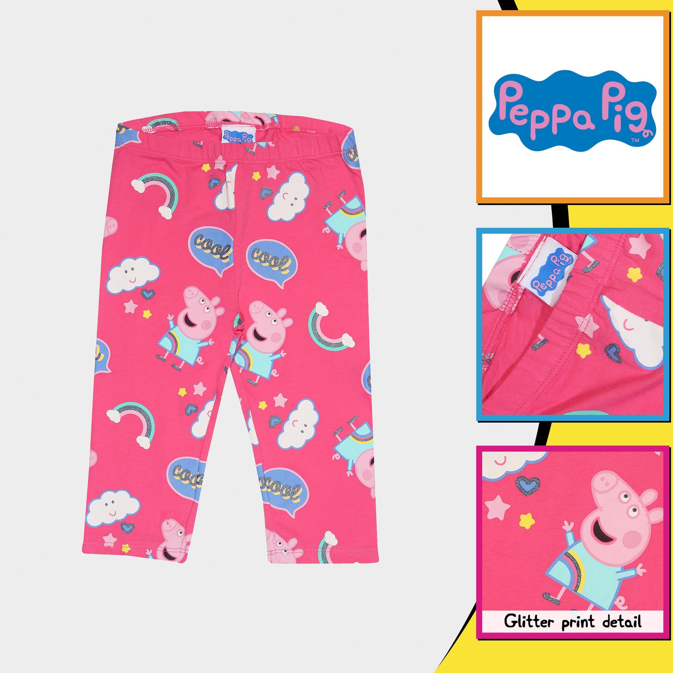 Peppa Pig Rainbow Patterned Girls Leggings Twin Pack