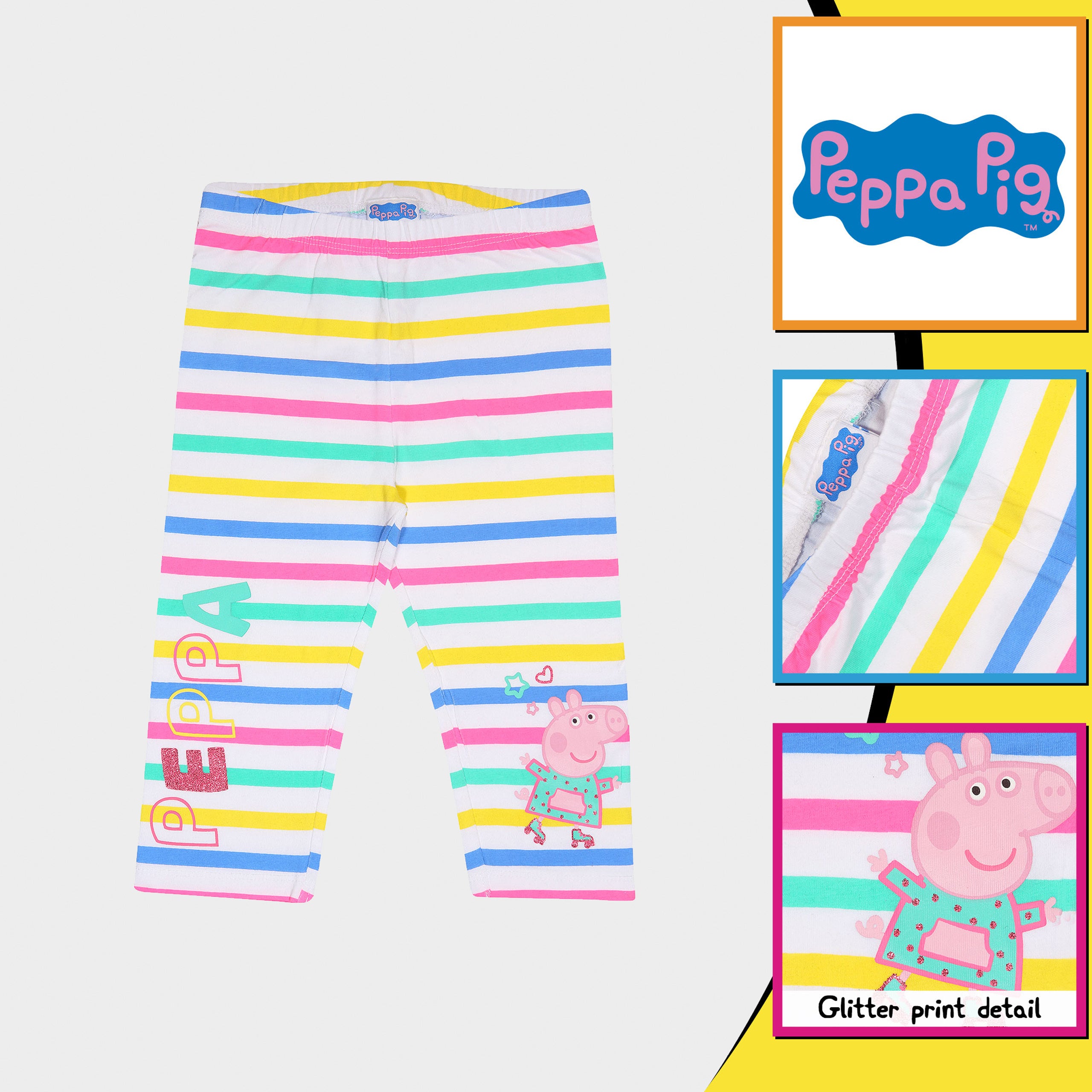 Peppa Pig Rainbow Patterned Girls Leggings Twin Pack