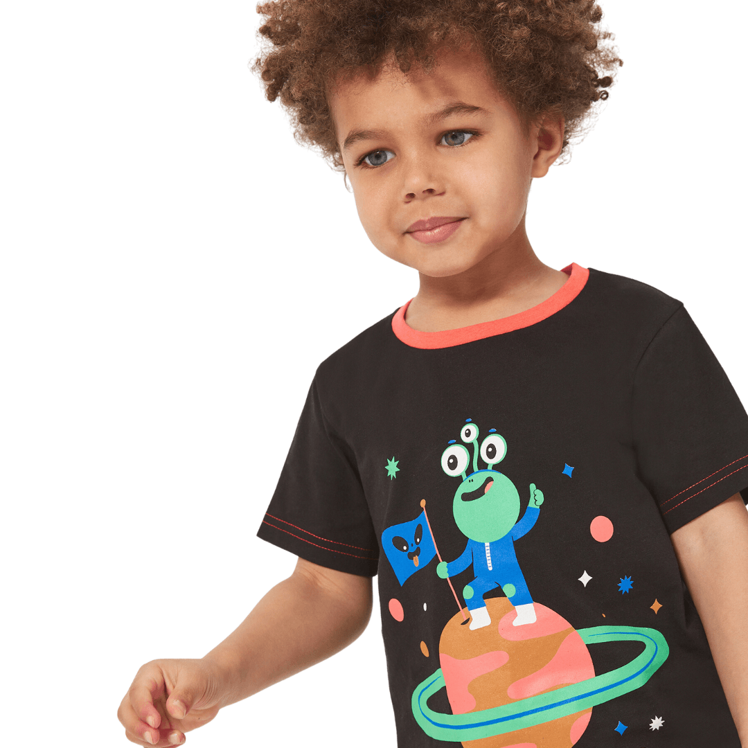 Harry Bear Jungen Schlafanzug Weltraum-Aliens – Kurzärmlig, Mit Alien-Motiv, Größe Wählbar
