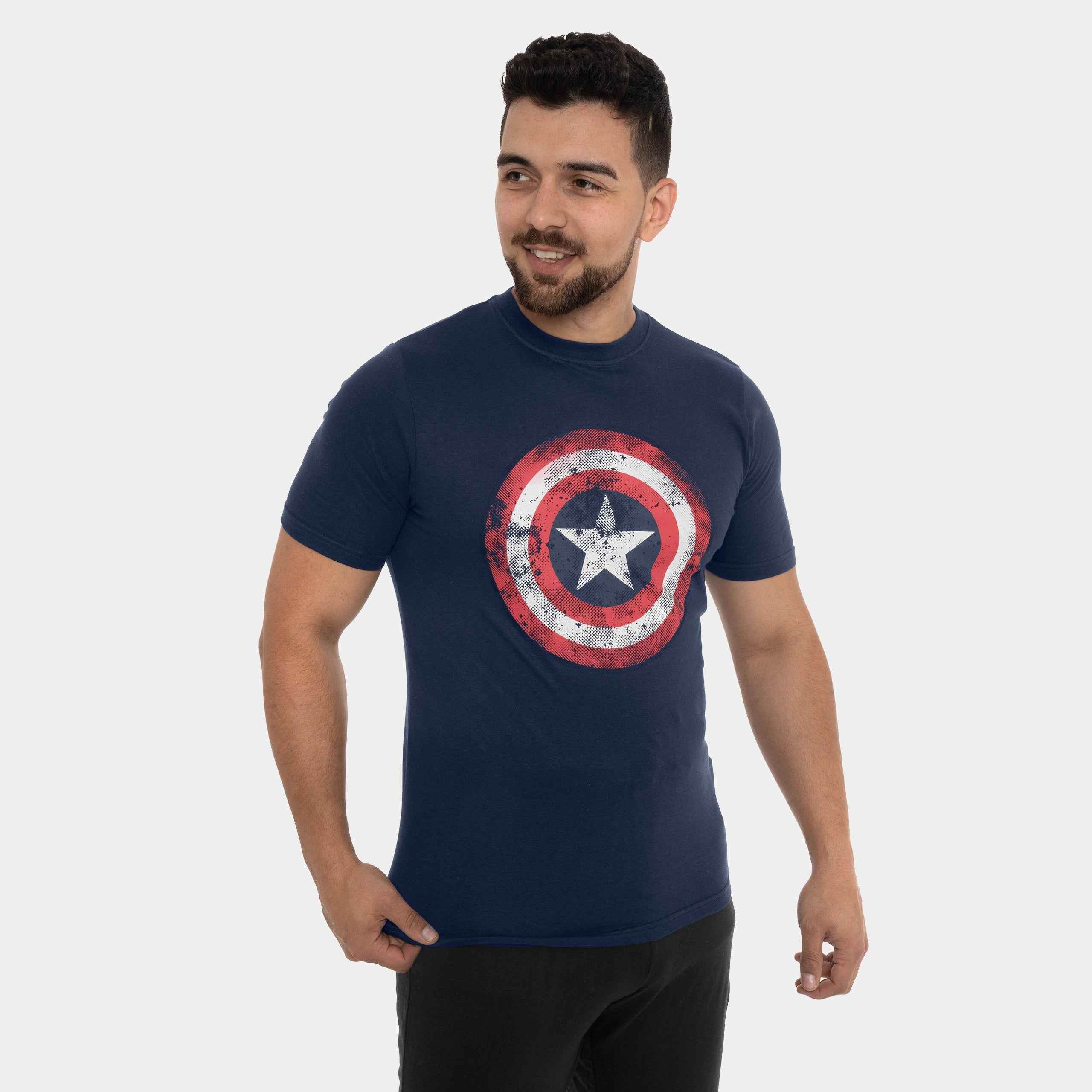 Marvel Captain America Mens T Shirt 100% Cotton Shield Tee