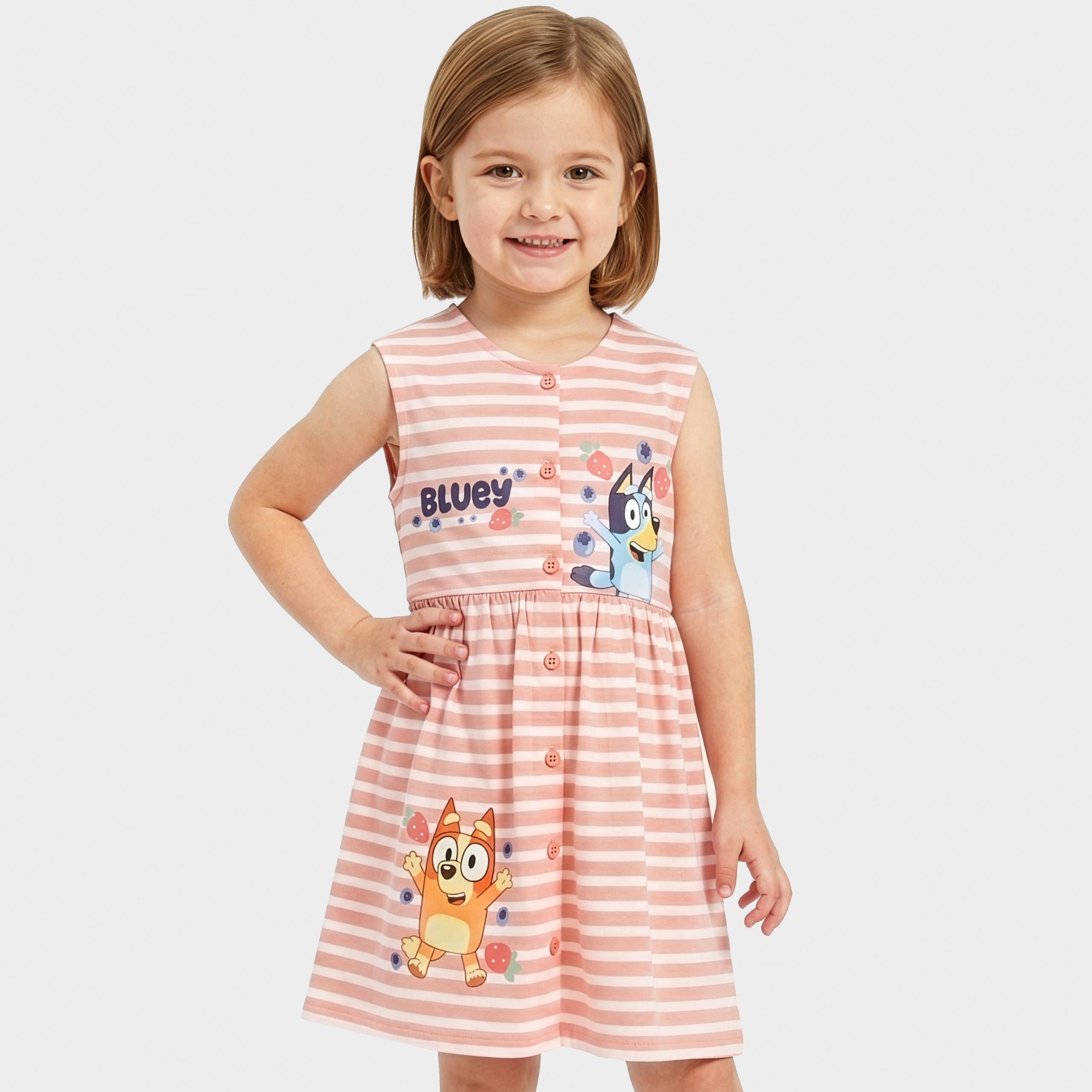 Bluey Stripe Button Down Dress