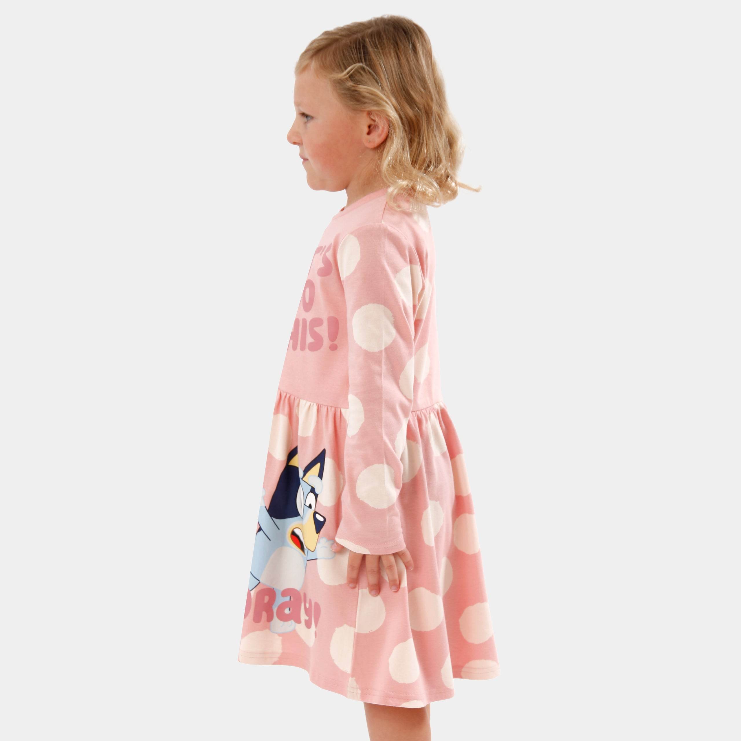 Bluey Girls Long Sleeve Dress | 100% Cotton | Bingo & Bluey Bluey Girls Long Sleeve Dress | 100% Cotton | Bingo & Bluey