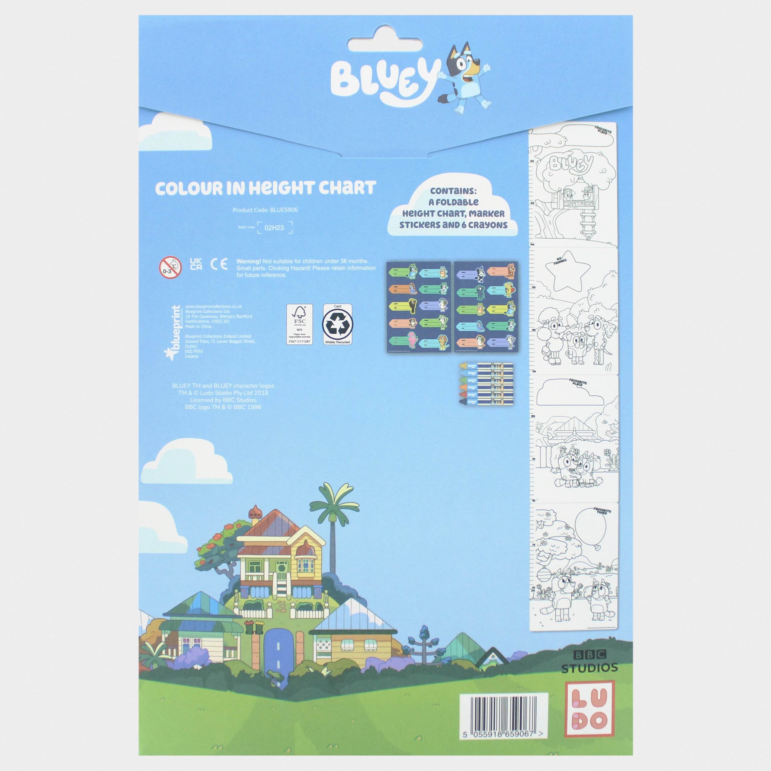 Bluey Colour-In Height Chart Set – With Stickers & Crayons - Character.com