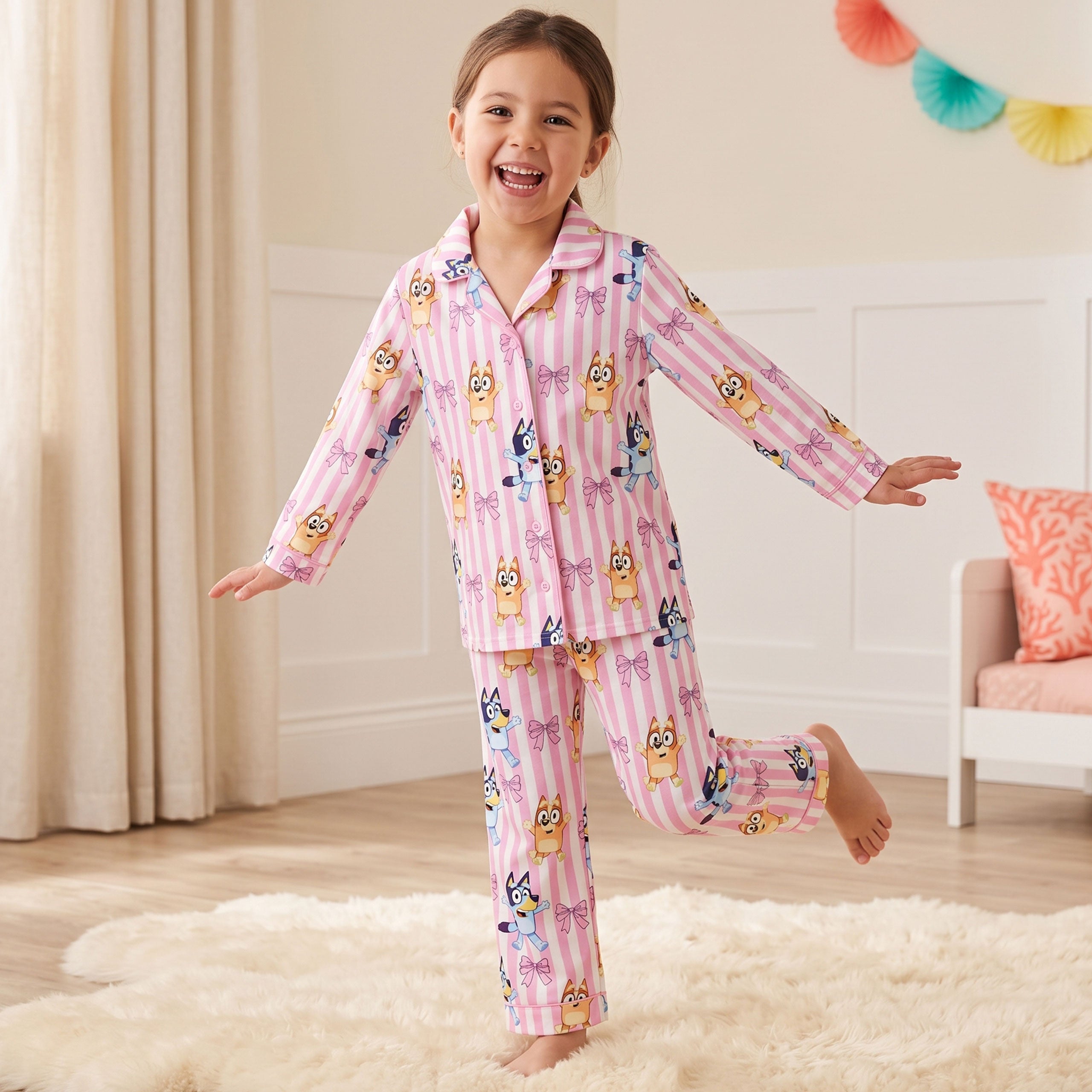 Bluey & Bingo Button Up Fleece Pyjamas