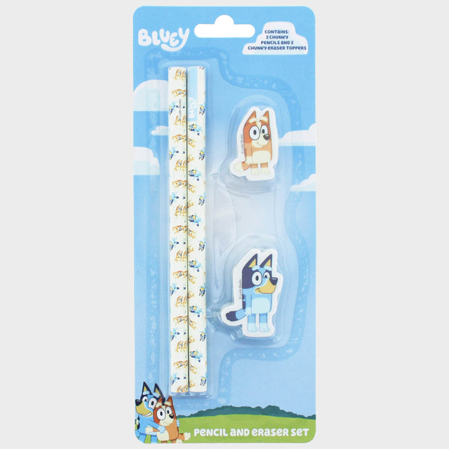 Bluey Pencil & Eraser Set - Character.com