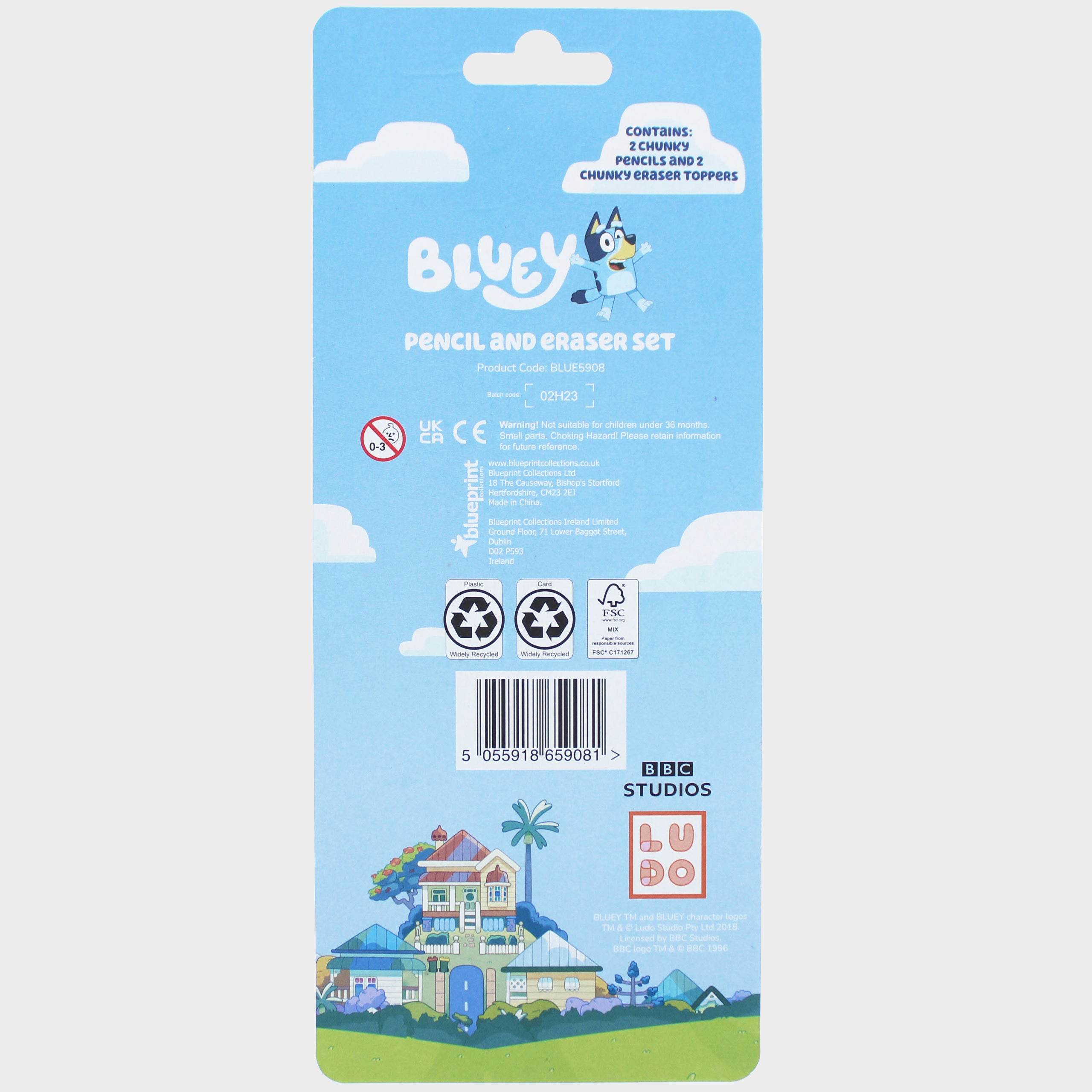 Bluey Pencil & Eraser Set - Character.com