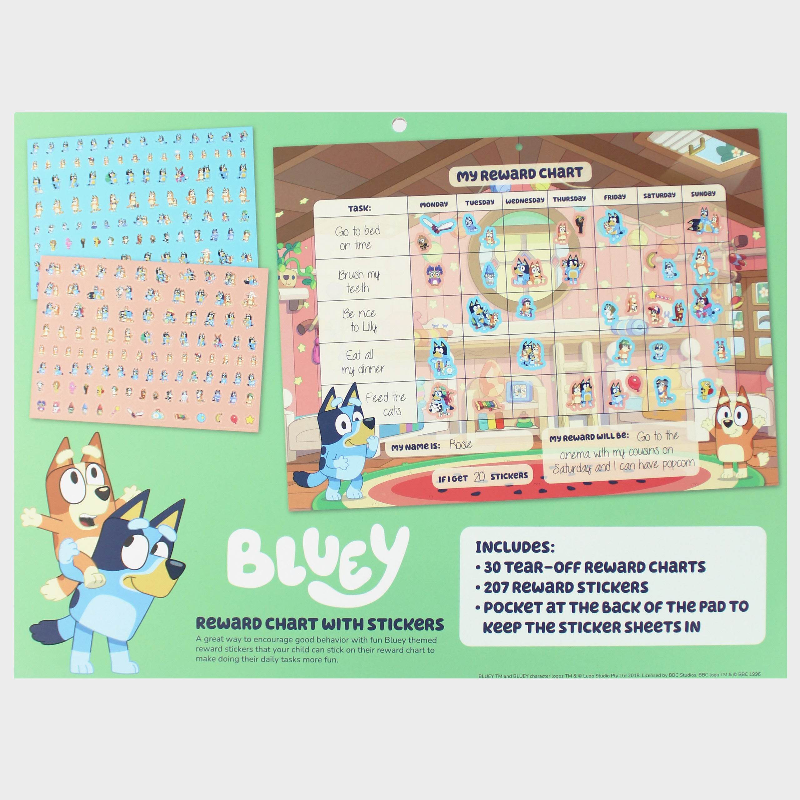 Bluey Reward Chart with Stickers - Character.com