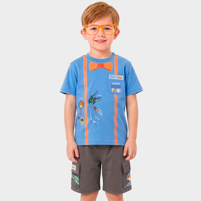 Blippi x NHM T-Shirt And Shorts Set With Glasses