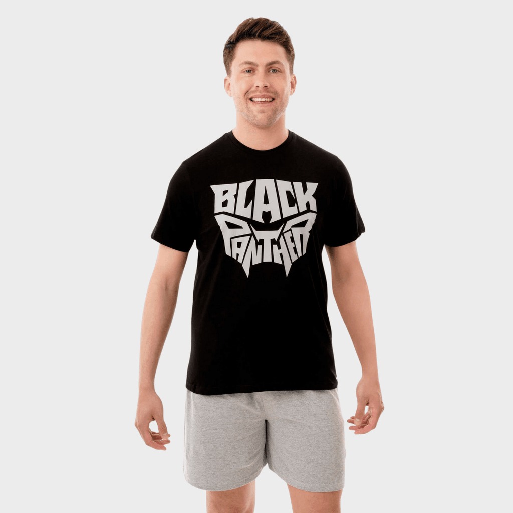 Marvel Schlafanzug für Männer Pyjama Set Langarm Oberteil mit Hose Schwarz