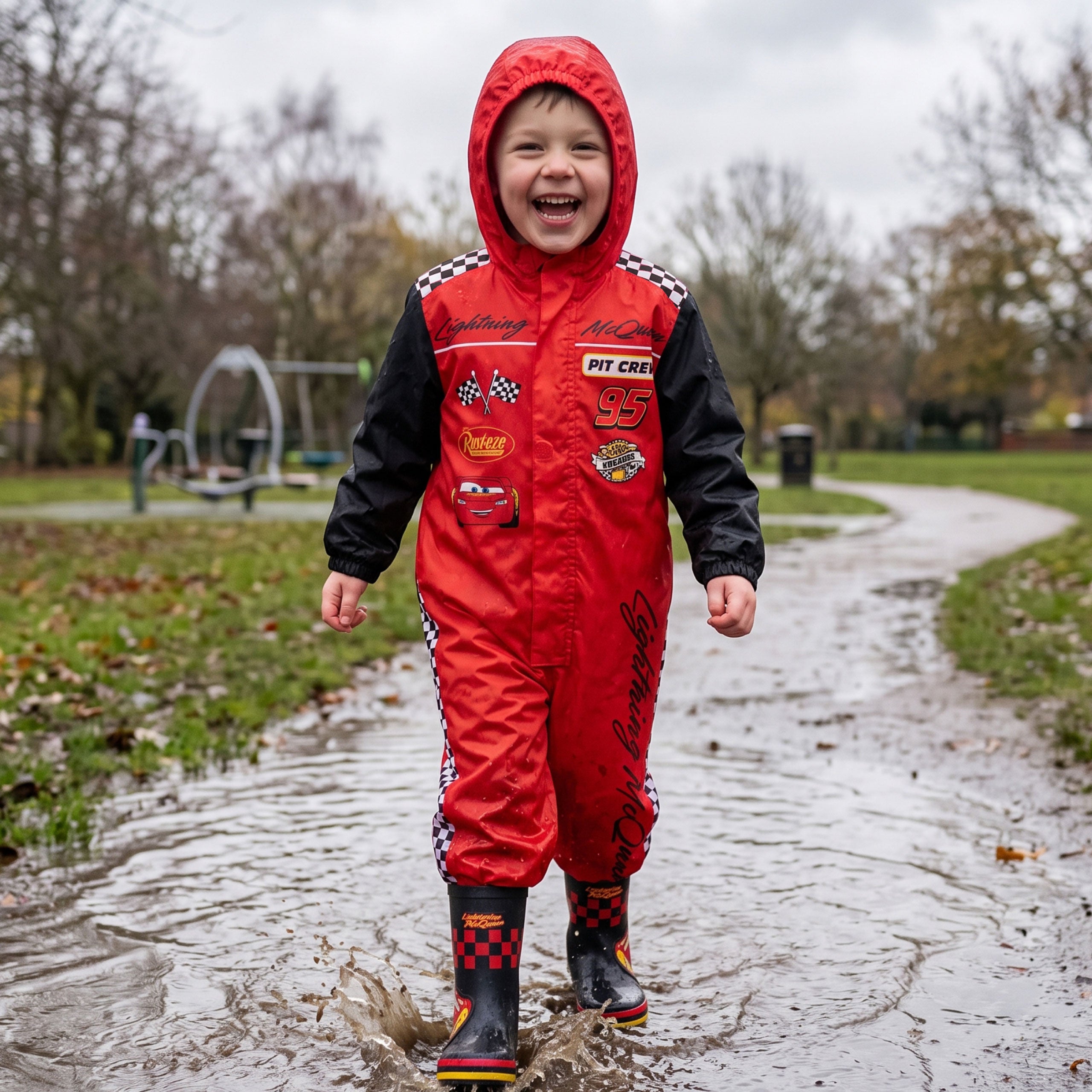 Disney Cars Lightning McQueen Fleece Lined Body Puddlesuit