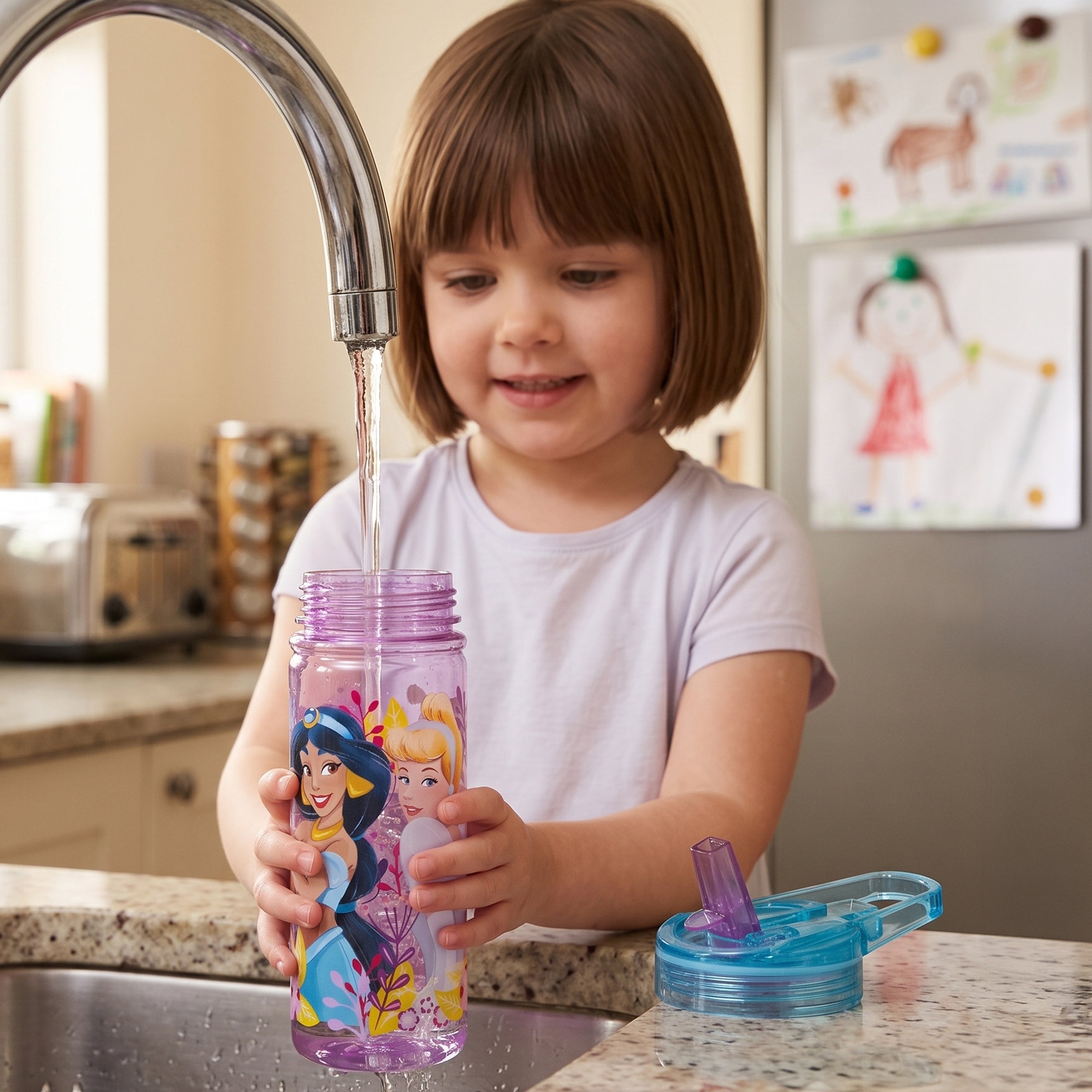 Disney Princess Water Bottle With Cinderella & Snow White
