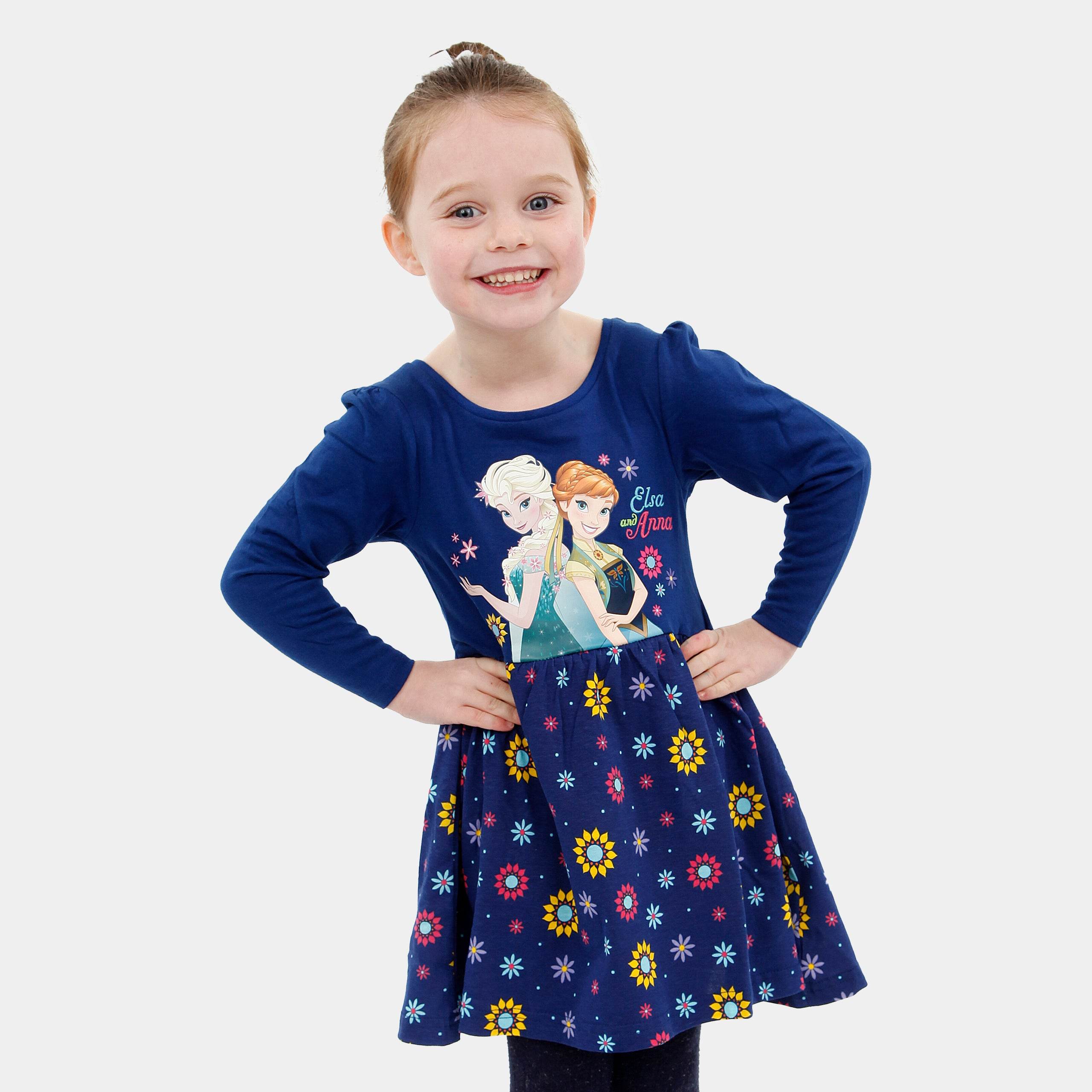 Disney Frozen Girls Long Sleeve Dress | 100% Cotton | Elsa