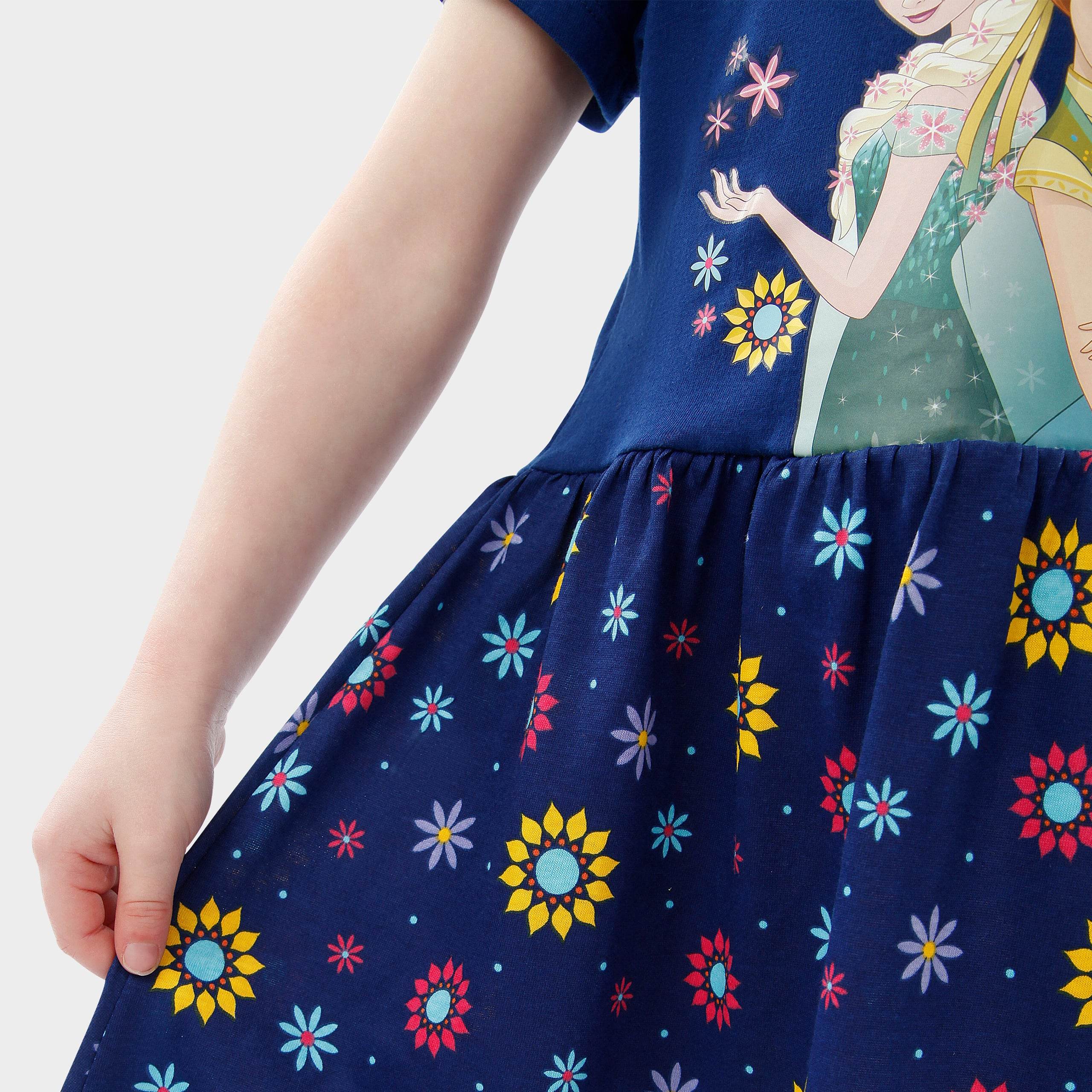 Frozen Girls Dress | 100% Cotton | Disney Anna & Elsa | Navy Character.com Frozen Girls Dress | 100% Cotton | Disney Anna & Elsa | Navy Character.com