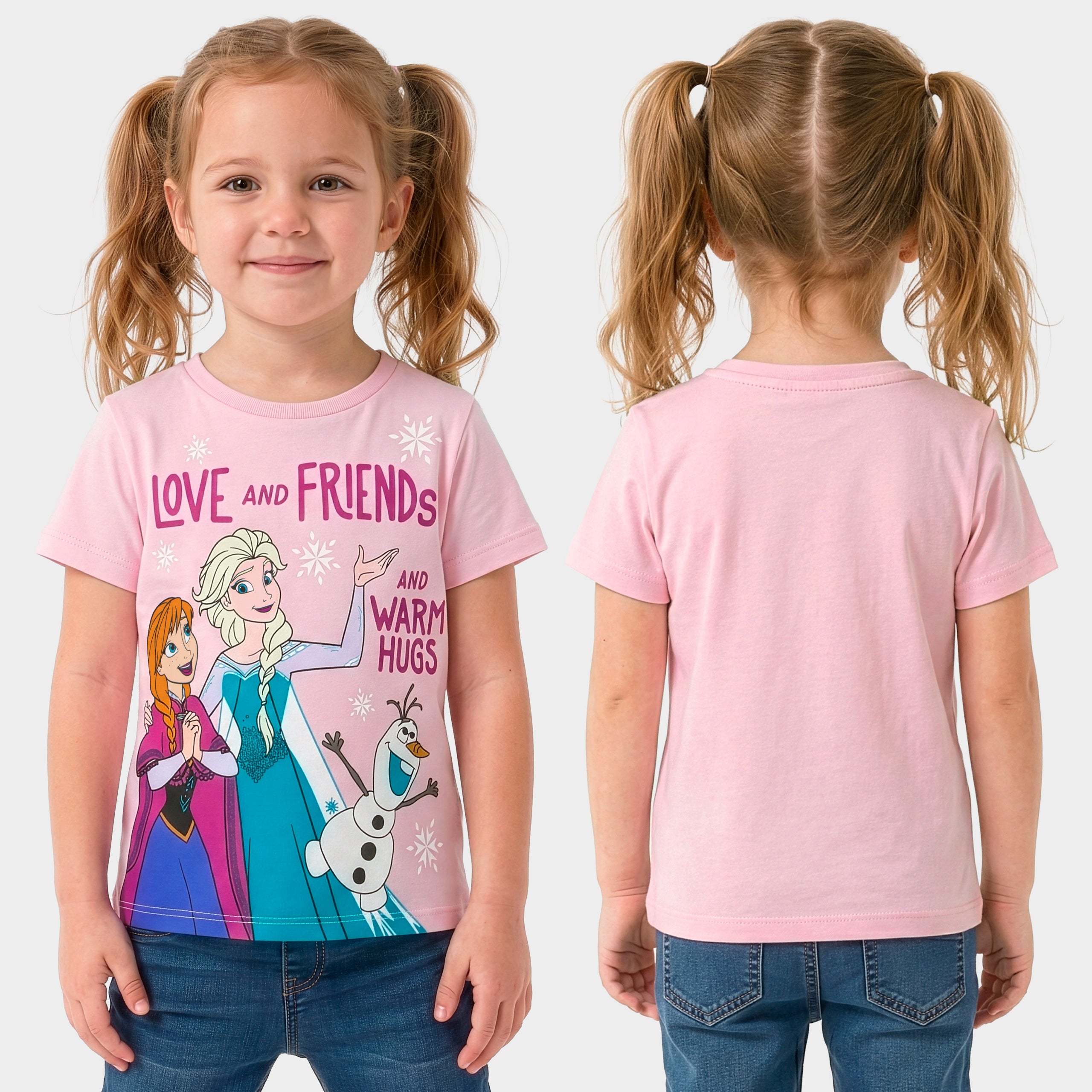 Disney Frozen Elsa Anna And Olaf Girls 3 Pack T-Shirts