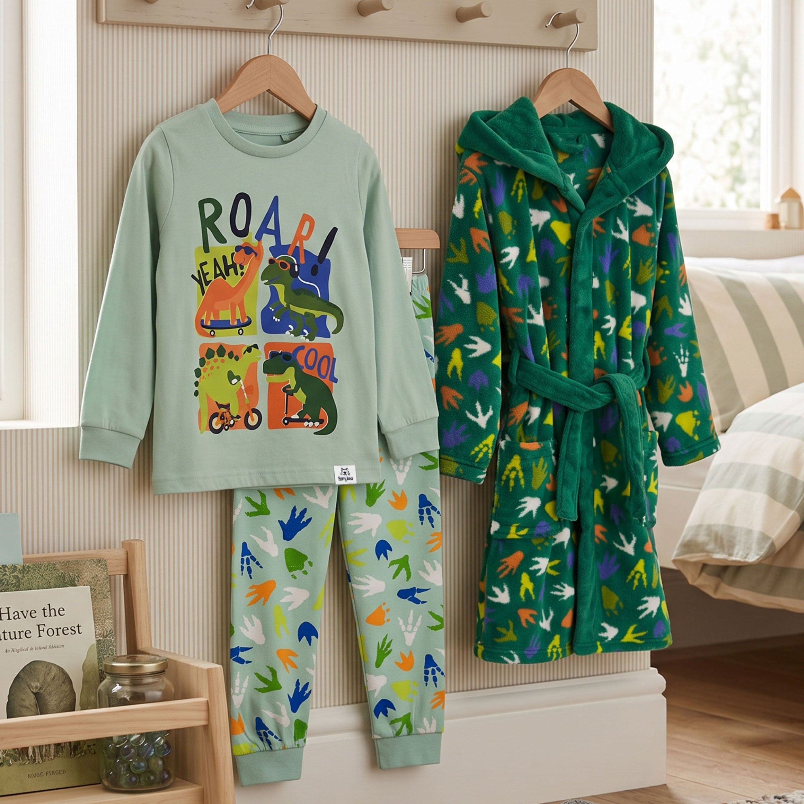 Harry Bear Dinosaur Dressing Gown and Pyjama Set