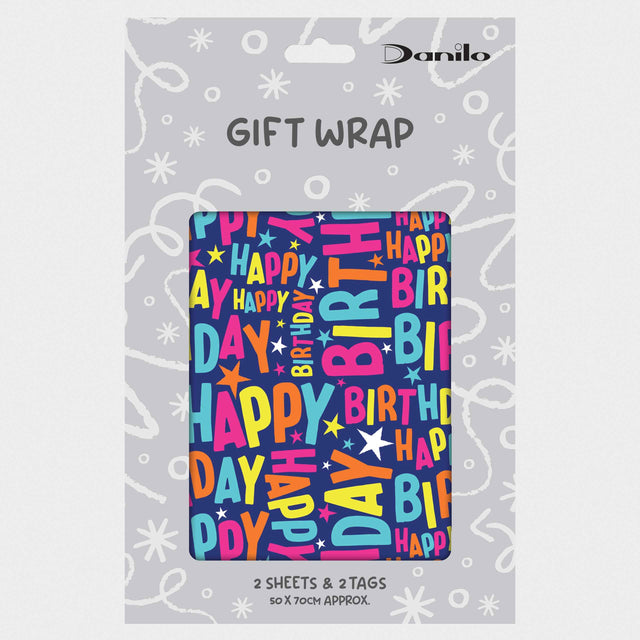 Happy Birthday Gift Wrap And Tags