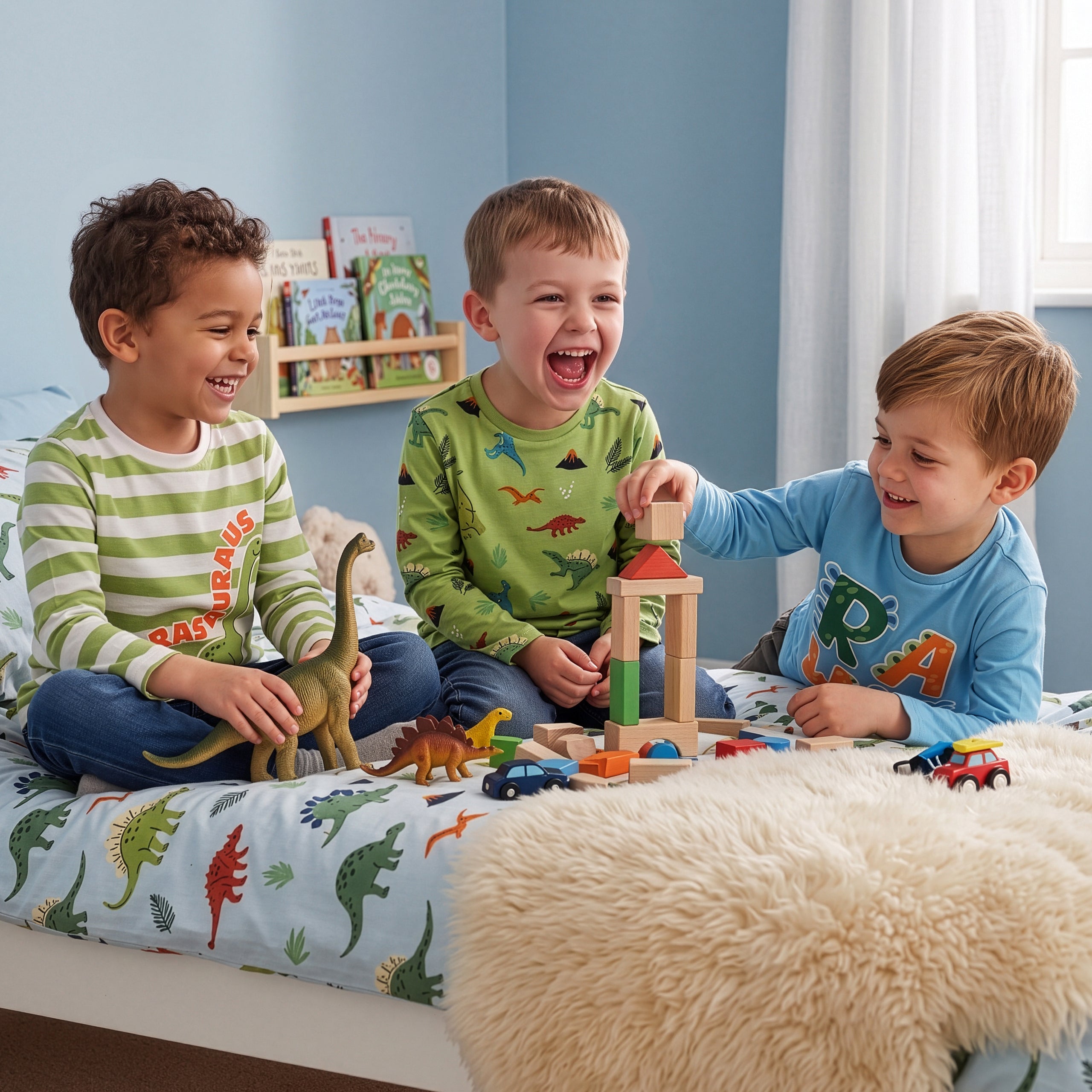 Harry Bear 3 Pack Dinosaur Long Sleeve T-Shirts