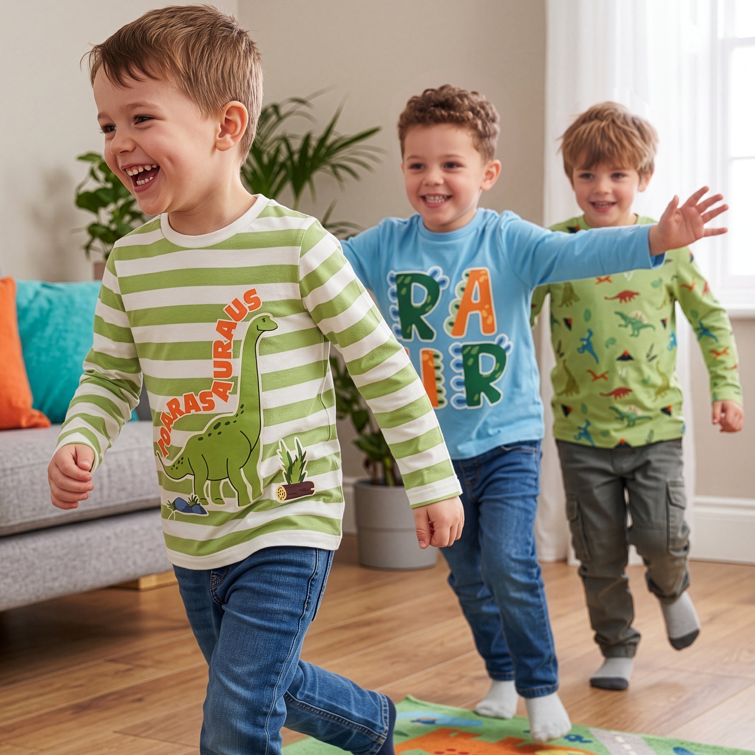Harry Bear 3 Pack Dinosaur Long Sleeve T-Shirts