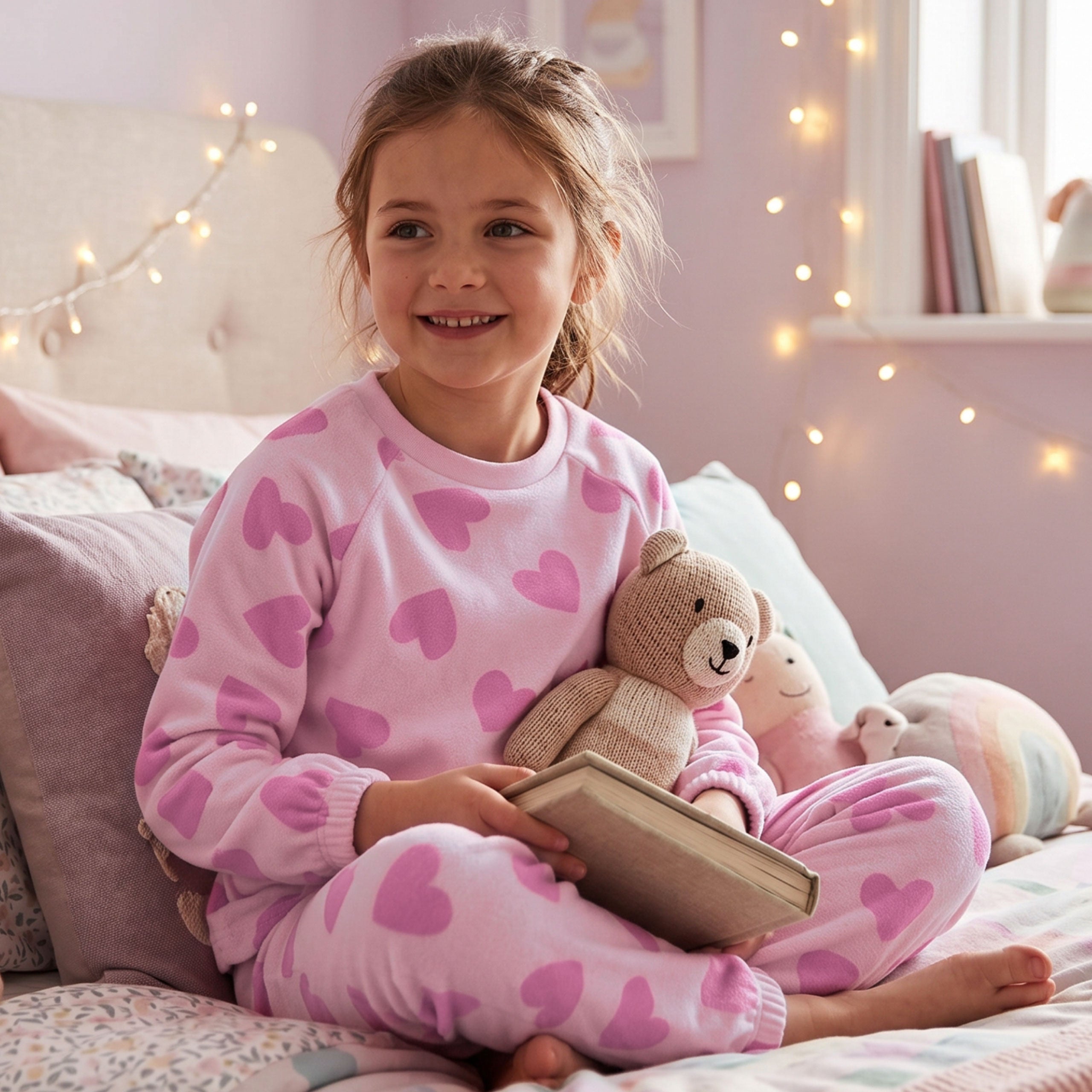Harry Bear Heart Plush Fleece Pyjamas