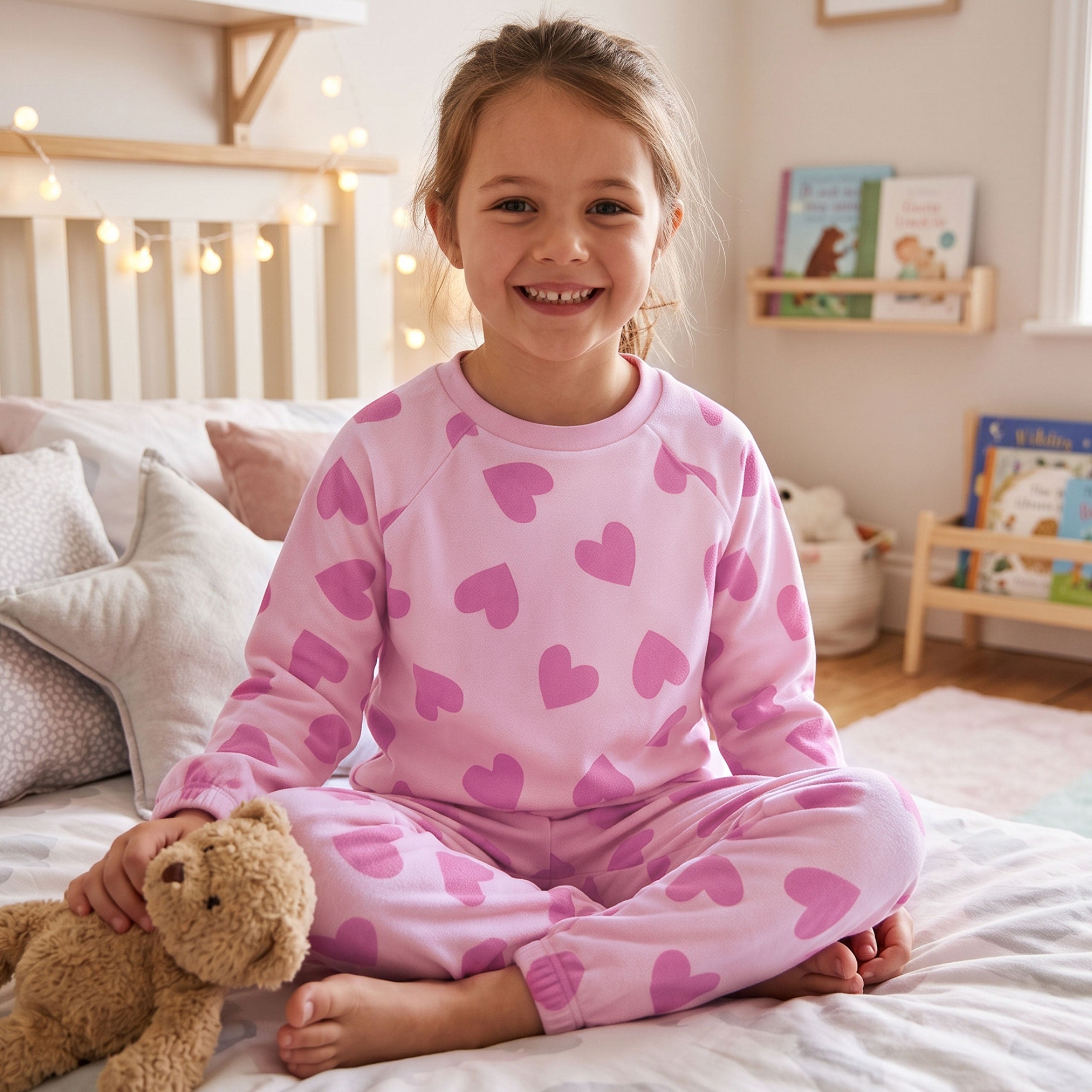 Harry Bear Heart Plush Fleece Pyjamas