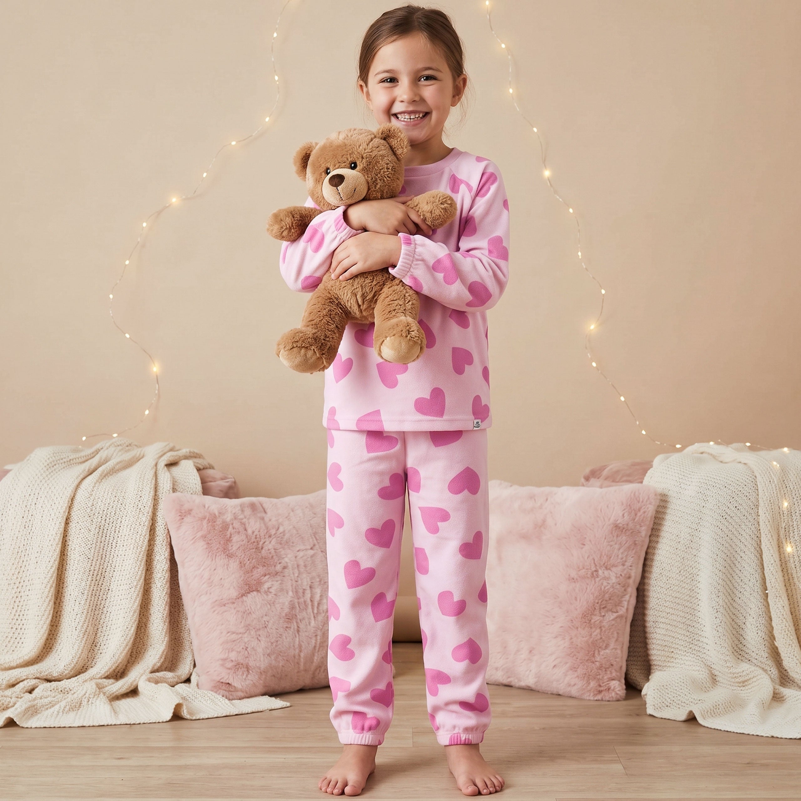 Harry Bear Heart Plush Fleece Pyjamas