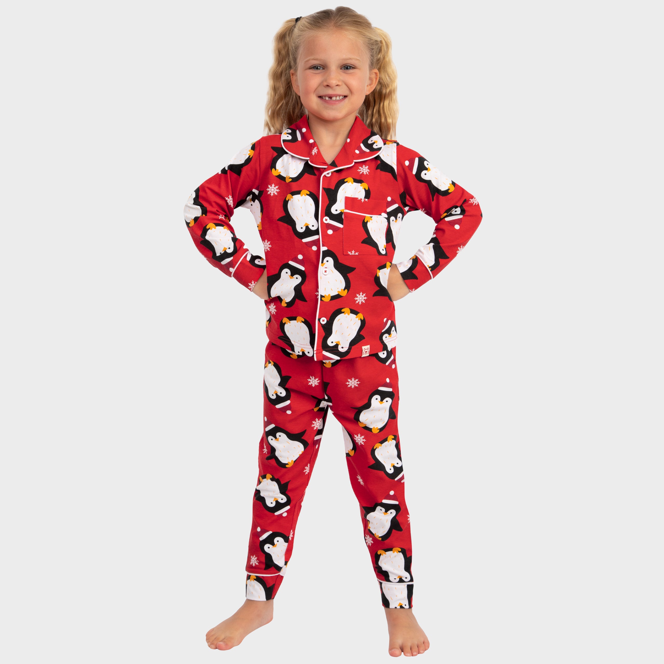 Harry Bear Girls Penguin Christmas Pyjamas