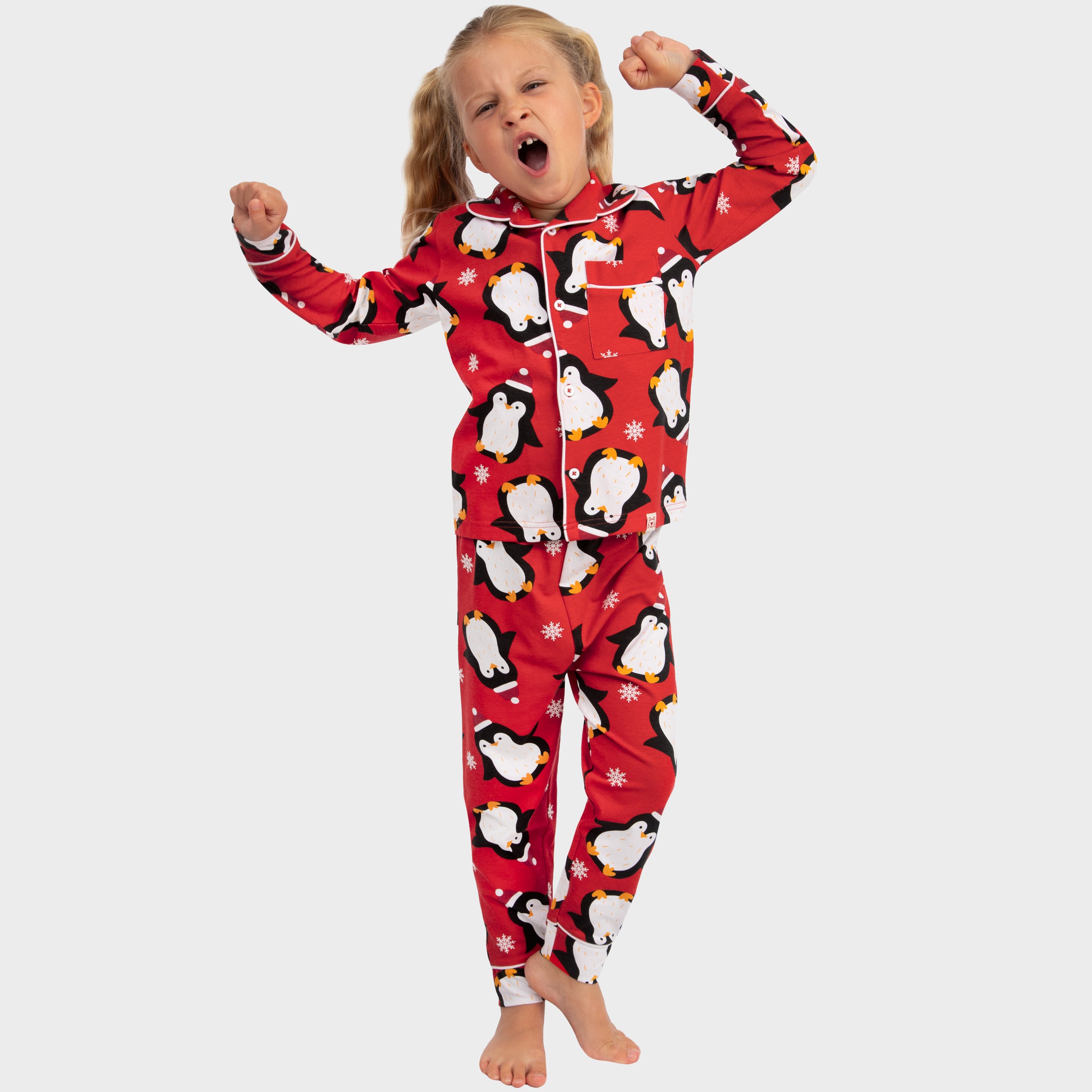 Harry Bear Girls Penguin Christmas Pyjamas