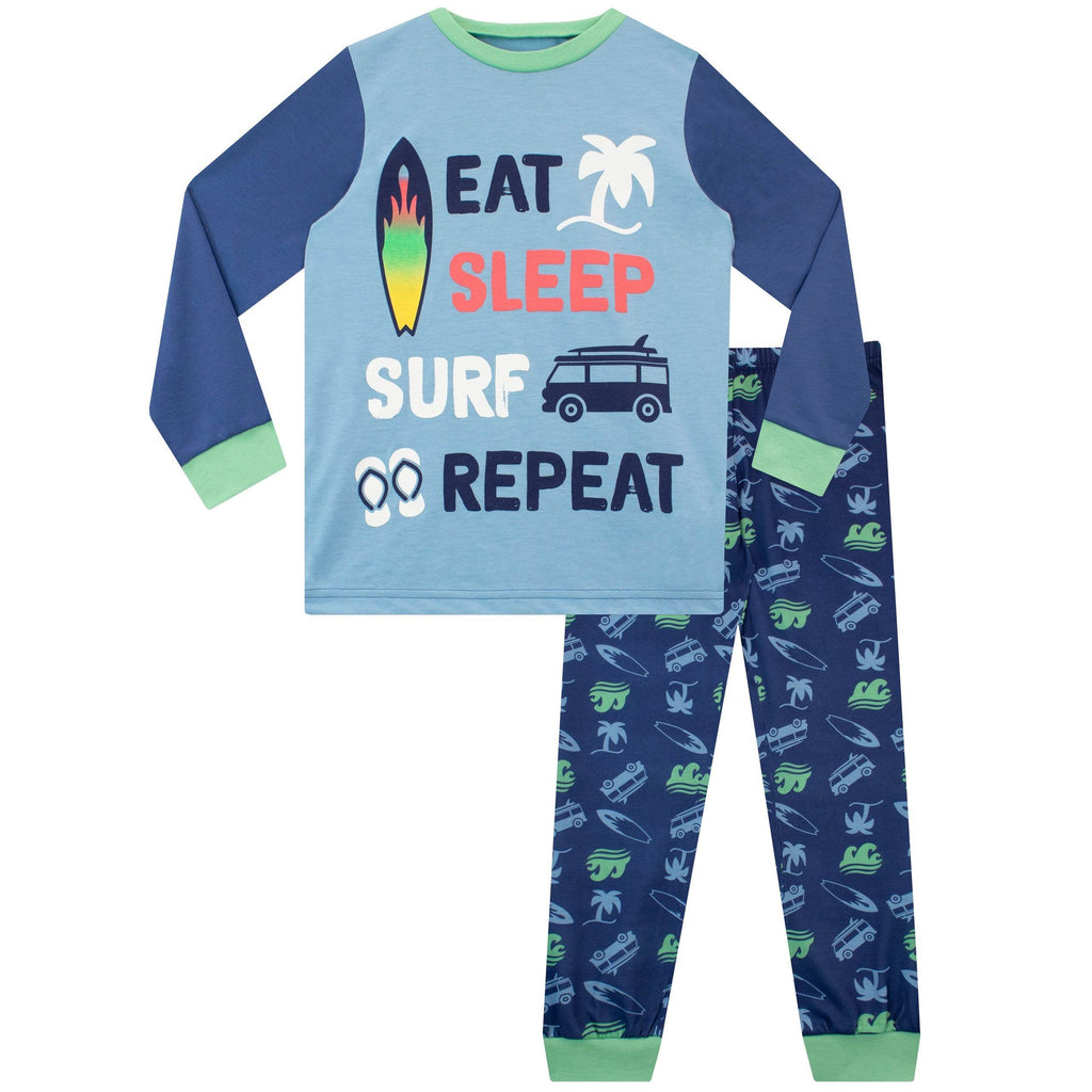 Pyjama Fille Harry Bear Thème Surfeur - Haut Crème Et Bas Rose Hibiscus - 100% Polyester Confortable